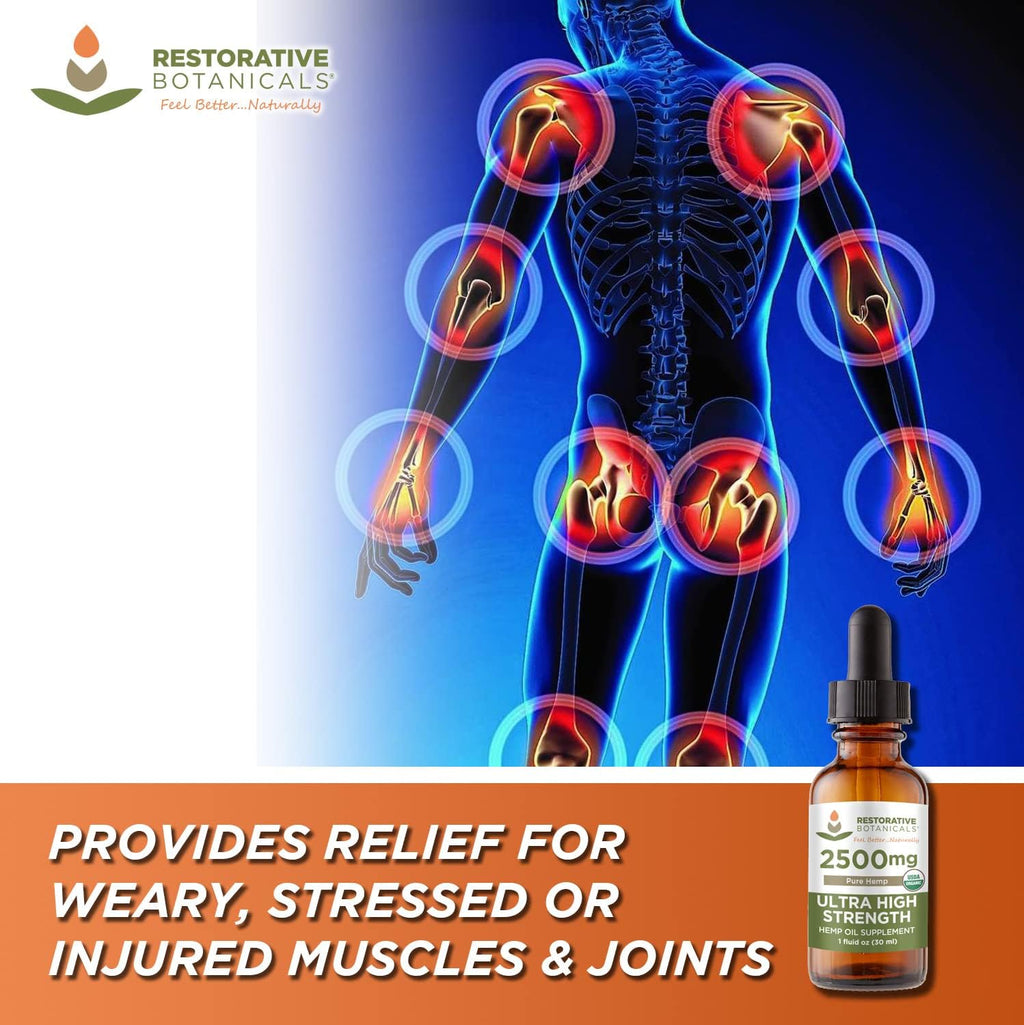 Ultra High Strength Hemp Oil Supplement - USDA Organic, 60 Servings | Restorative Botanicals