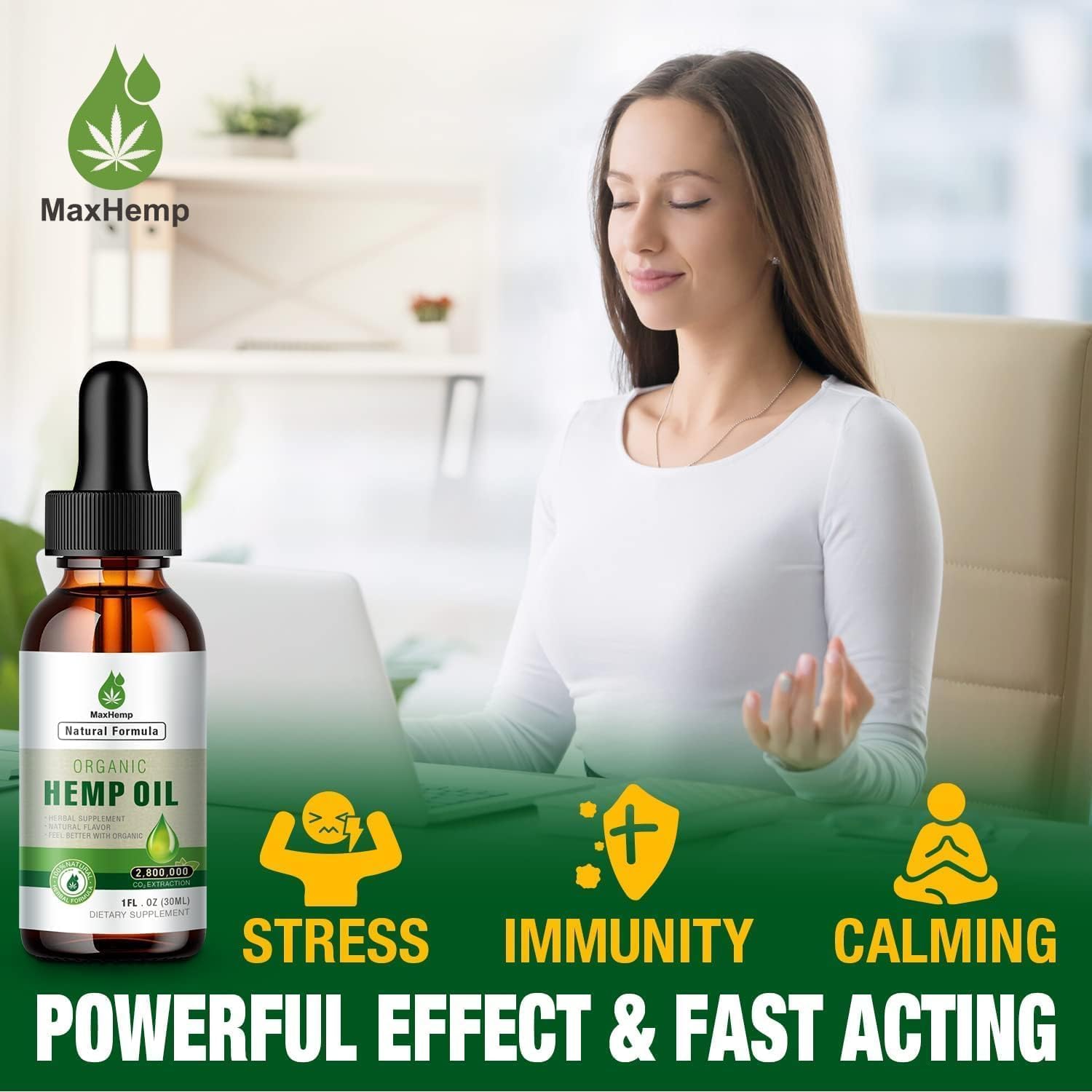 Hemp Oil Organic Premium - Maximum Strength | 100% Natural Hemp Drops Tincture - Vegan 2-Pack