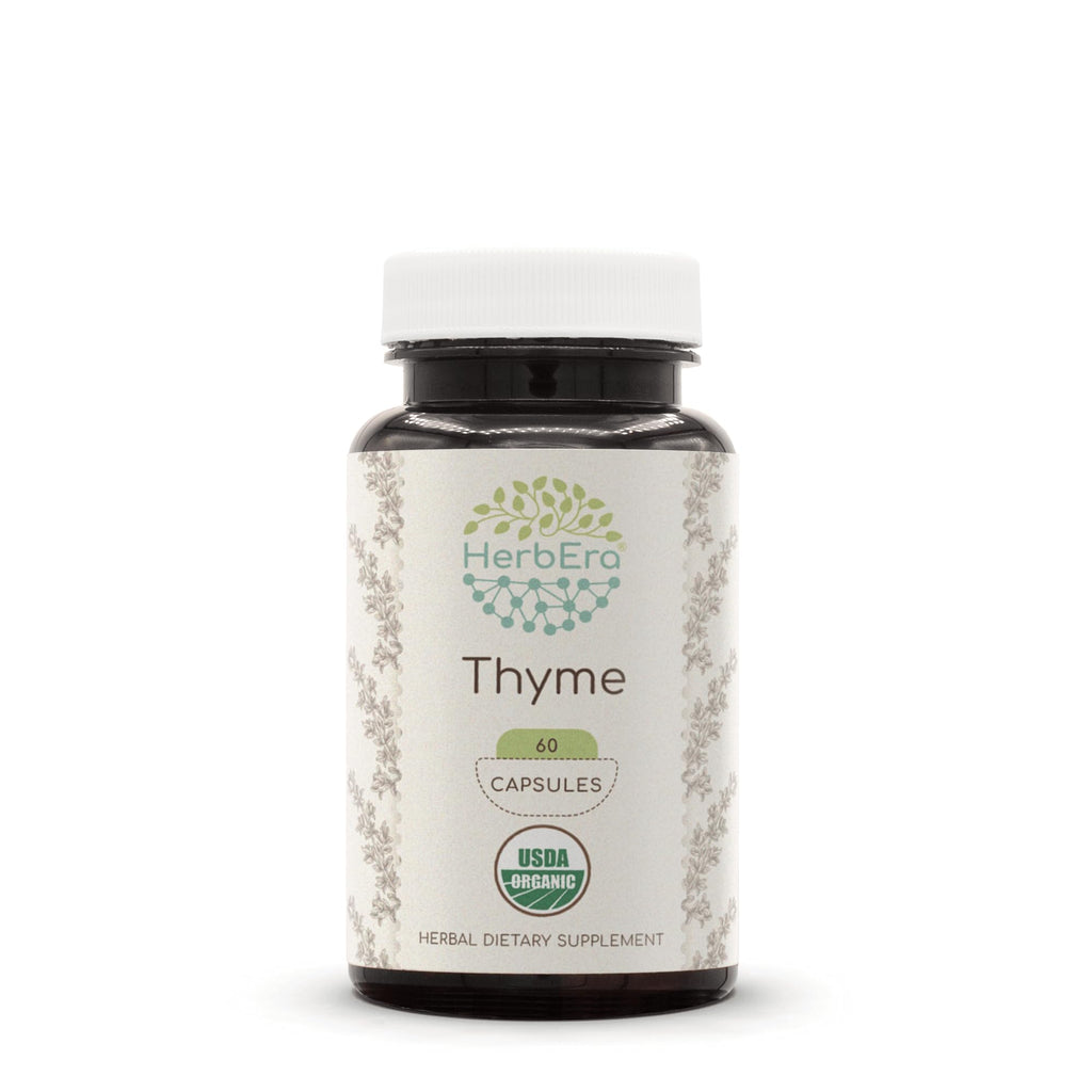 HerbEra Thyme 60 Capsules – 800 mg, USDA Organic Thyme (Thymus Vulgaris) Dried Leaf