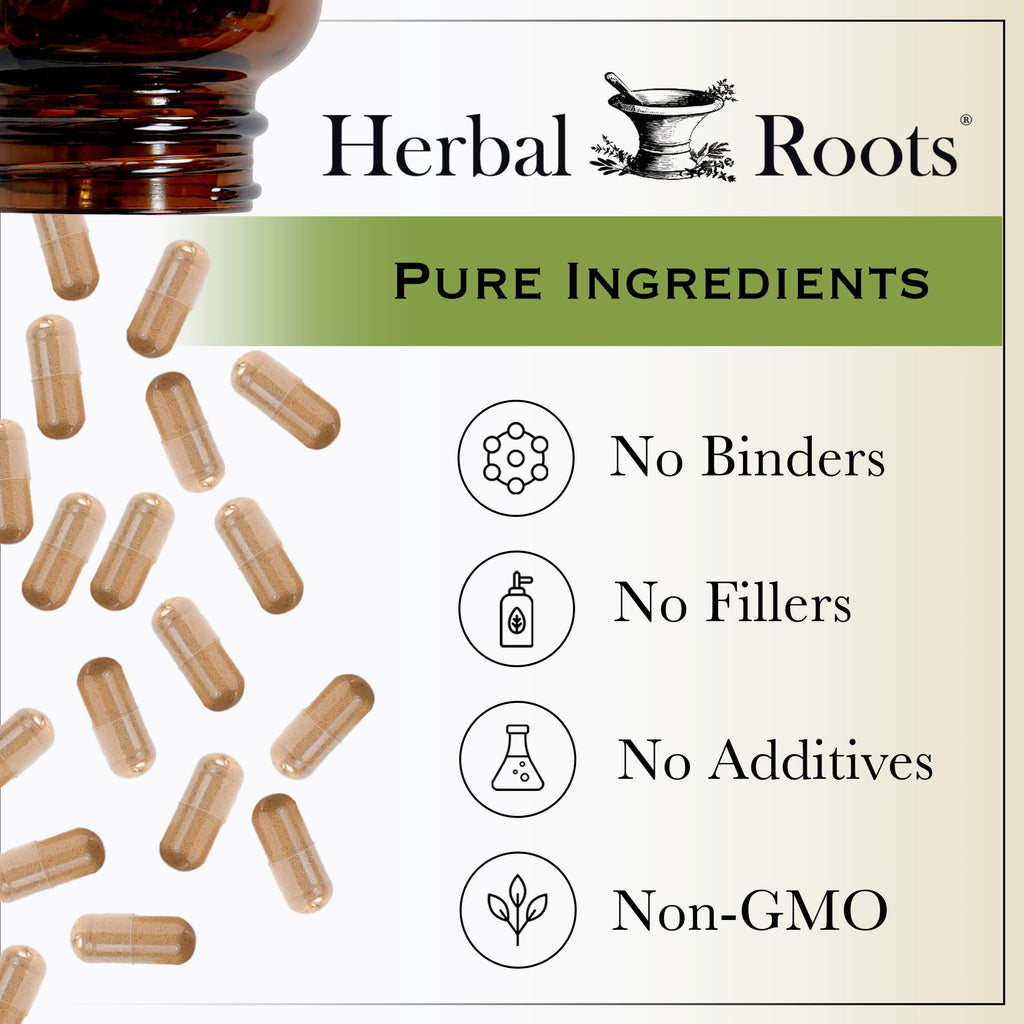 Herbal Roots St Johns Wort Capsules | 450 mg per Serving | Pure St. John’s Wort with No Binders or Fillers Non GMO | 60 Vegan Capsules