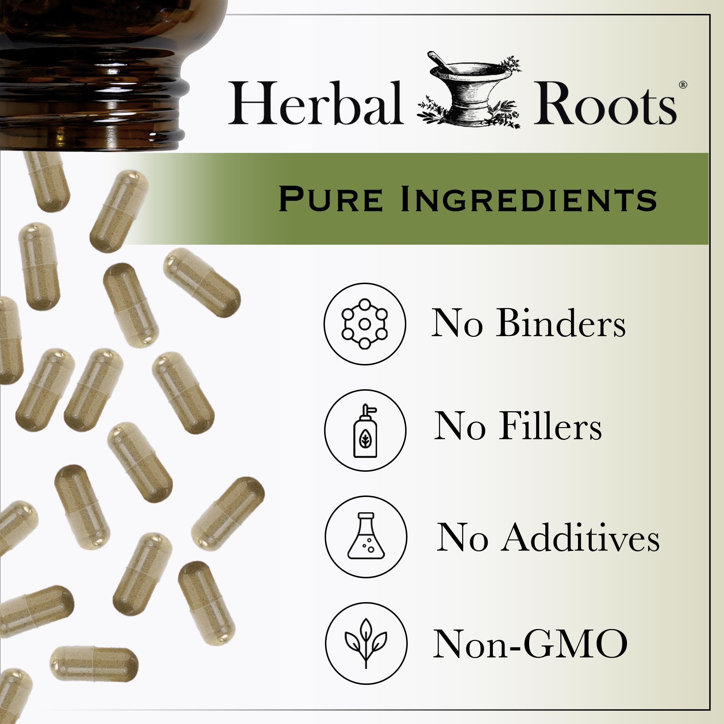 Herbal Roots St Johns Wort Capsules | 450 mg per Serving | Pure St. John’s Wort with No Binders or Fillers Non GMO | 60 Vegan Capsules