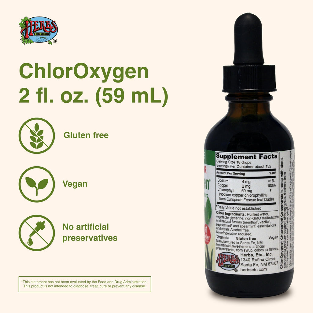 Herbs Etc. ChlorOxygen Chlorophyll Concentrate – High-Concentration Vitality Support (2 Pack, 2 fl oz)