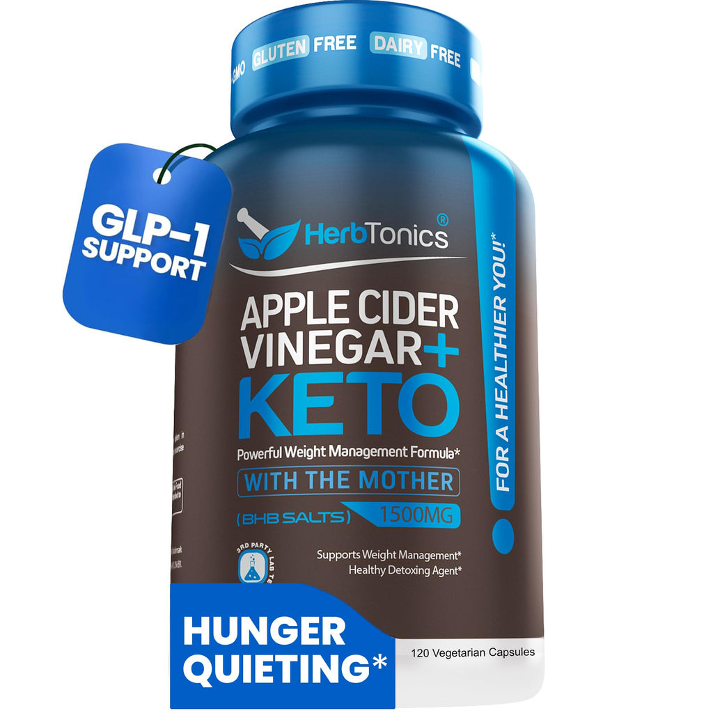 Herbtonics Apple Cider Vinegar with Keto BHB Salts – GLP-1 & Appetite Support | 120 Keto ACV Capsules