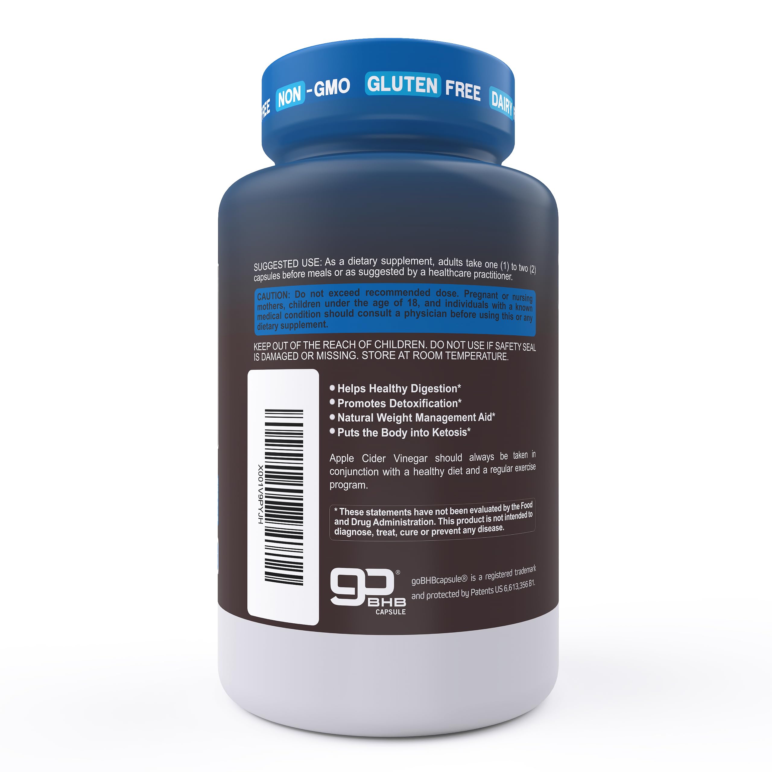 Herbtonics GLP-1 Support: Apple Cider Vinegar + Keto BHB, 60 Caps
