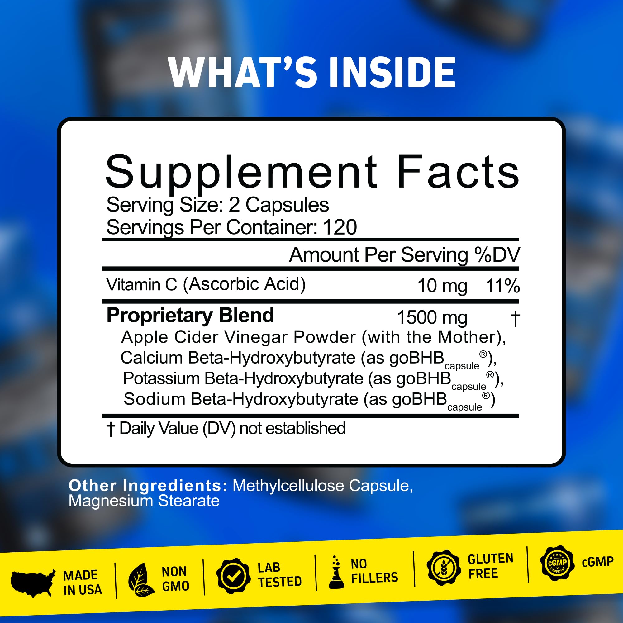 Herbtonics Keto Metabolic Optimizer & Satiety Complex | Apple Cider Vinegar + BHB Capsules | GLP-1 & Fullness Support | 240 Capsules