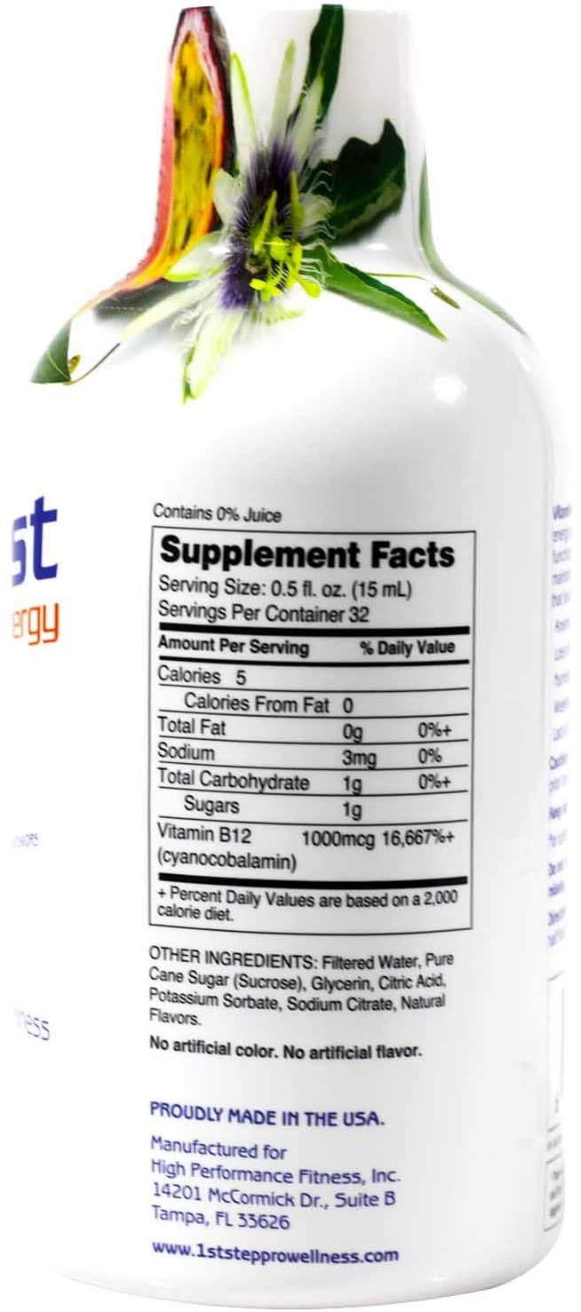 High Performance Fitness, Inc. 1st Step Liquid B-12 Tropical Blast 16-Ounce, 1 Bottle