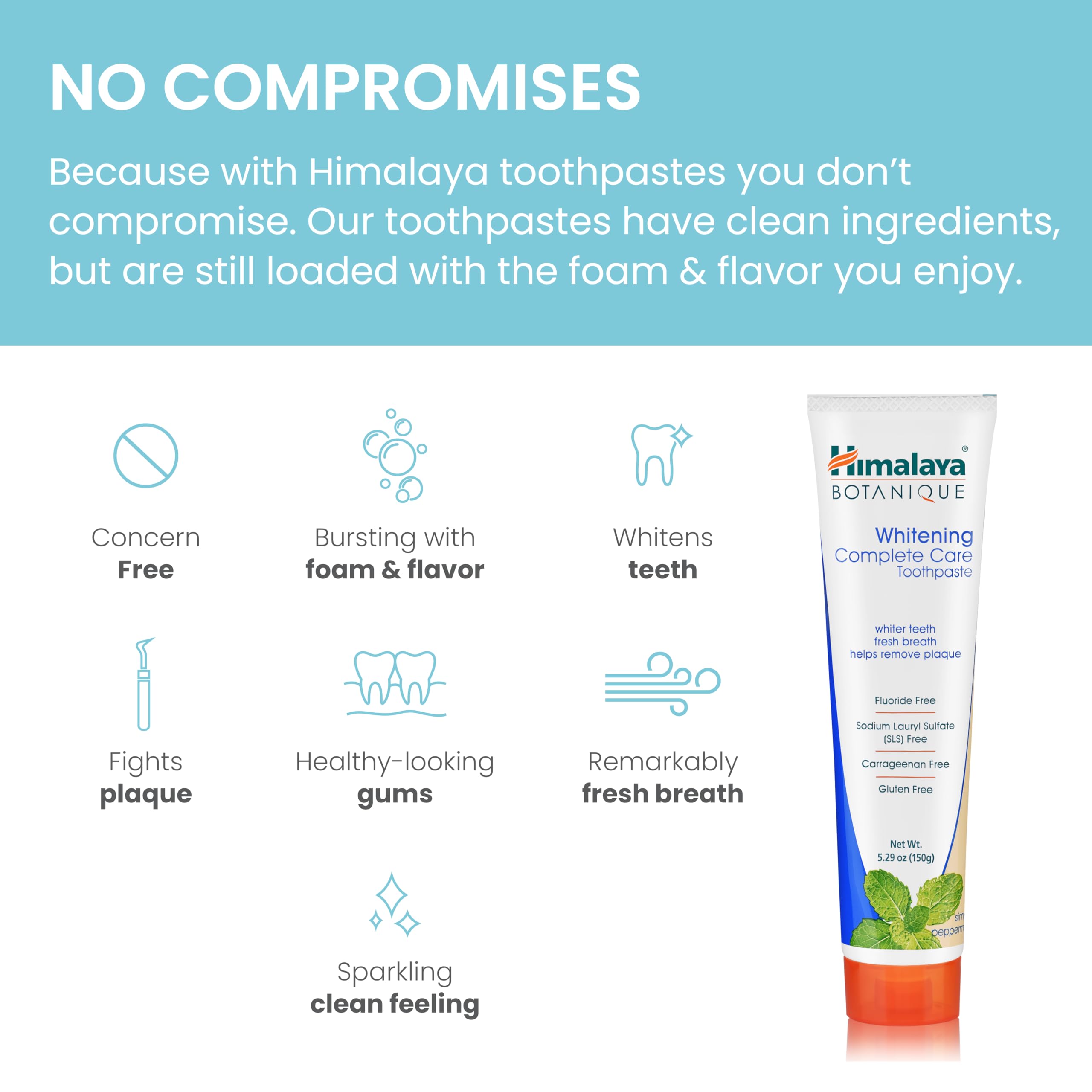 Himalaya Botanique Complete Care Whitening Toothpaste - Simply Peppermint, Fluoride Free | 2 Pack 5.29 oz
