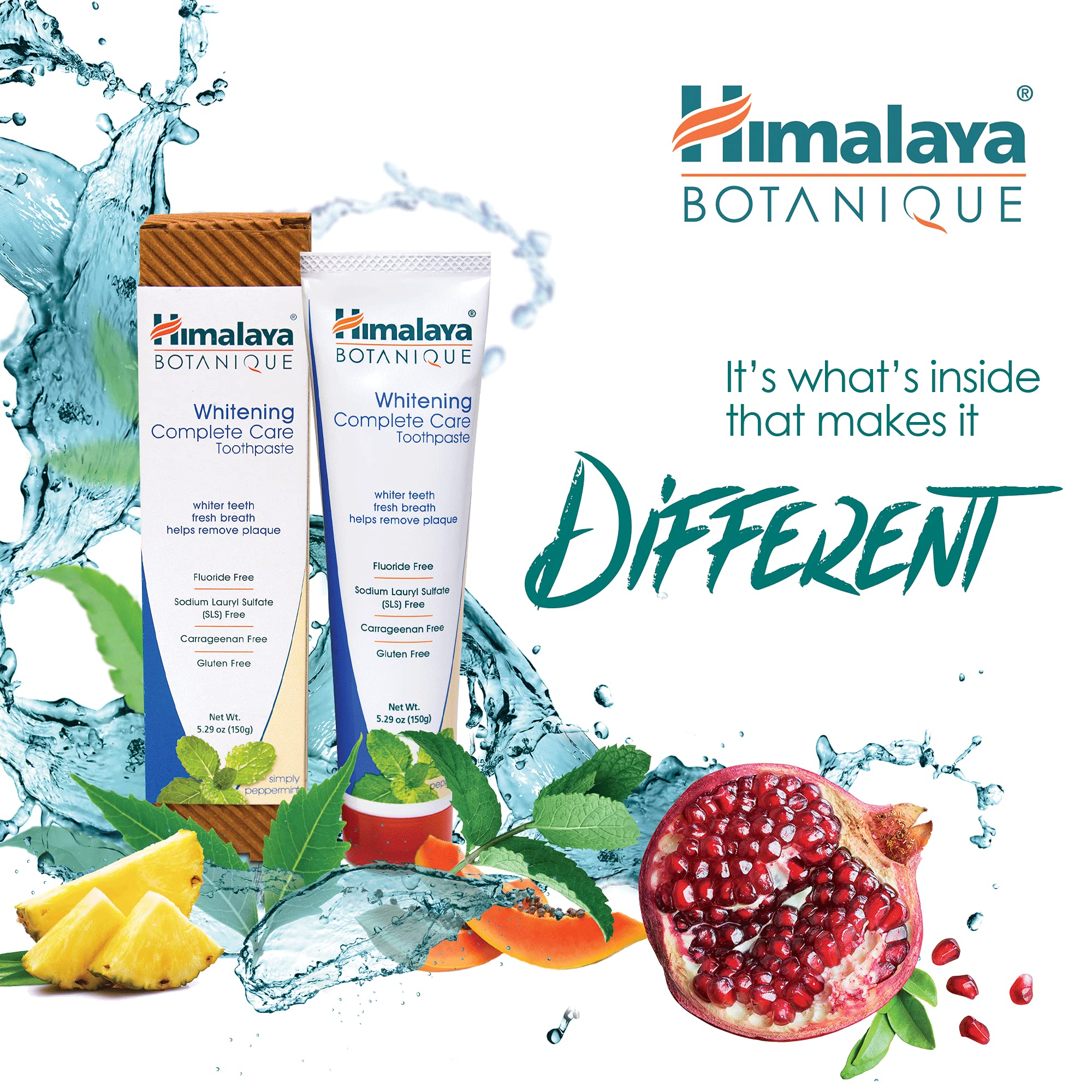 Himalaya Botanique Complete Care Whitening Toothpaste - Peppermint, Fluoride Free (5.29 oz, 4 Pack)