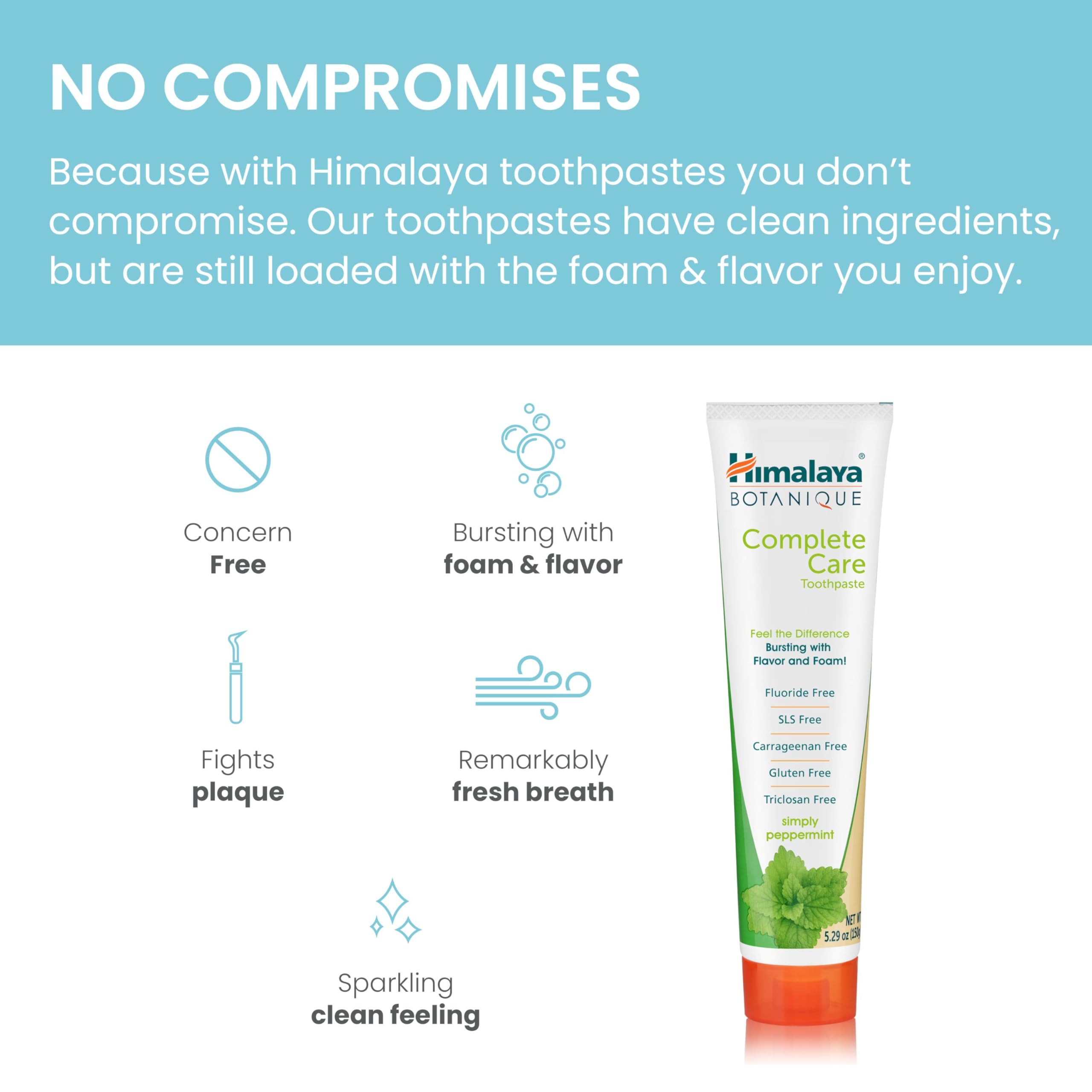 Himalaya Botanique Complete Care Toothpaste – Herbal, Fluoride Free, Peppermint (2 Pack)