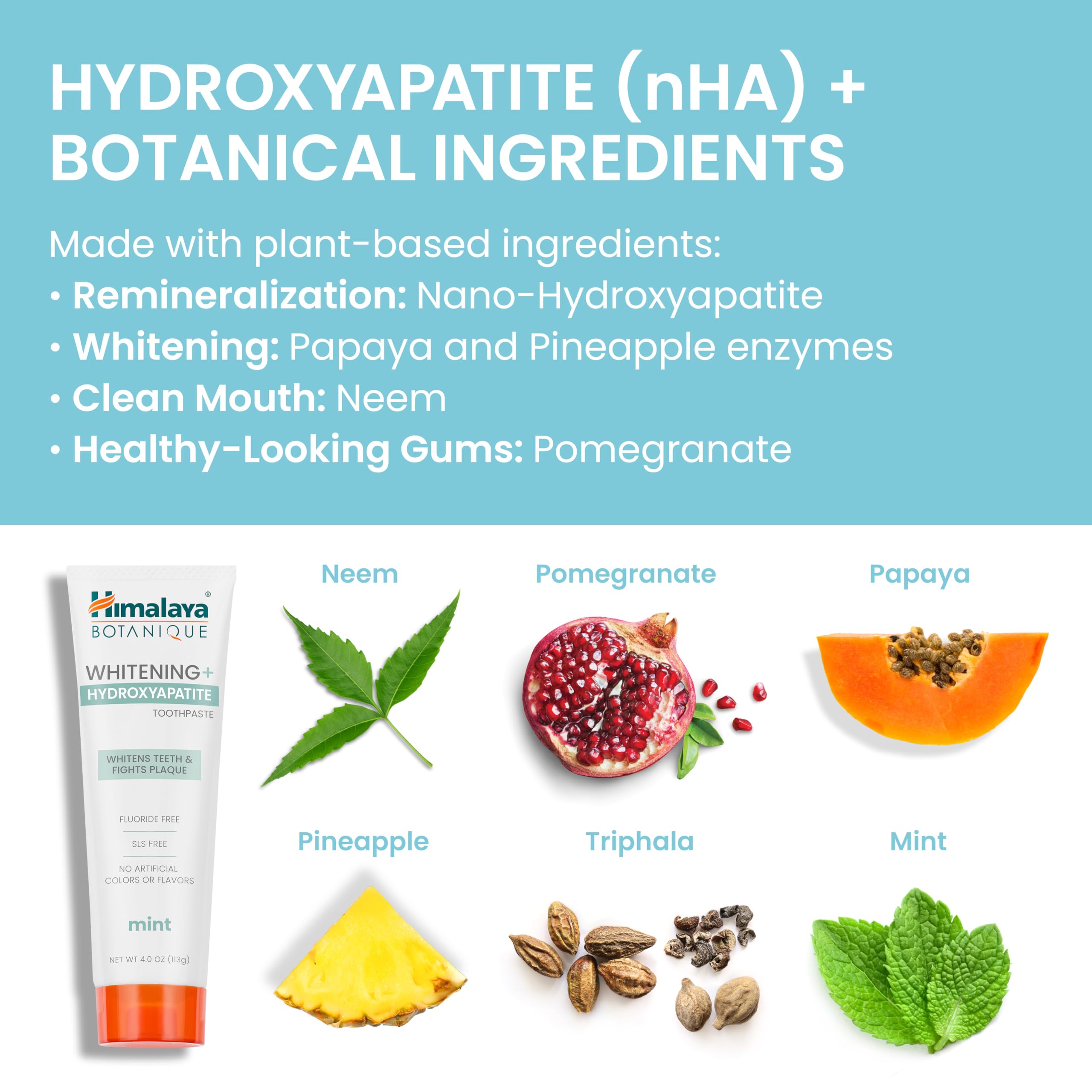 Himalaya Botanique Whitening Toothpaste with Nano Hydroxyapatite - Mint, 4 oz
