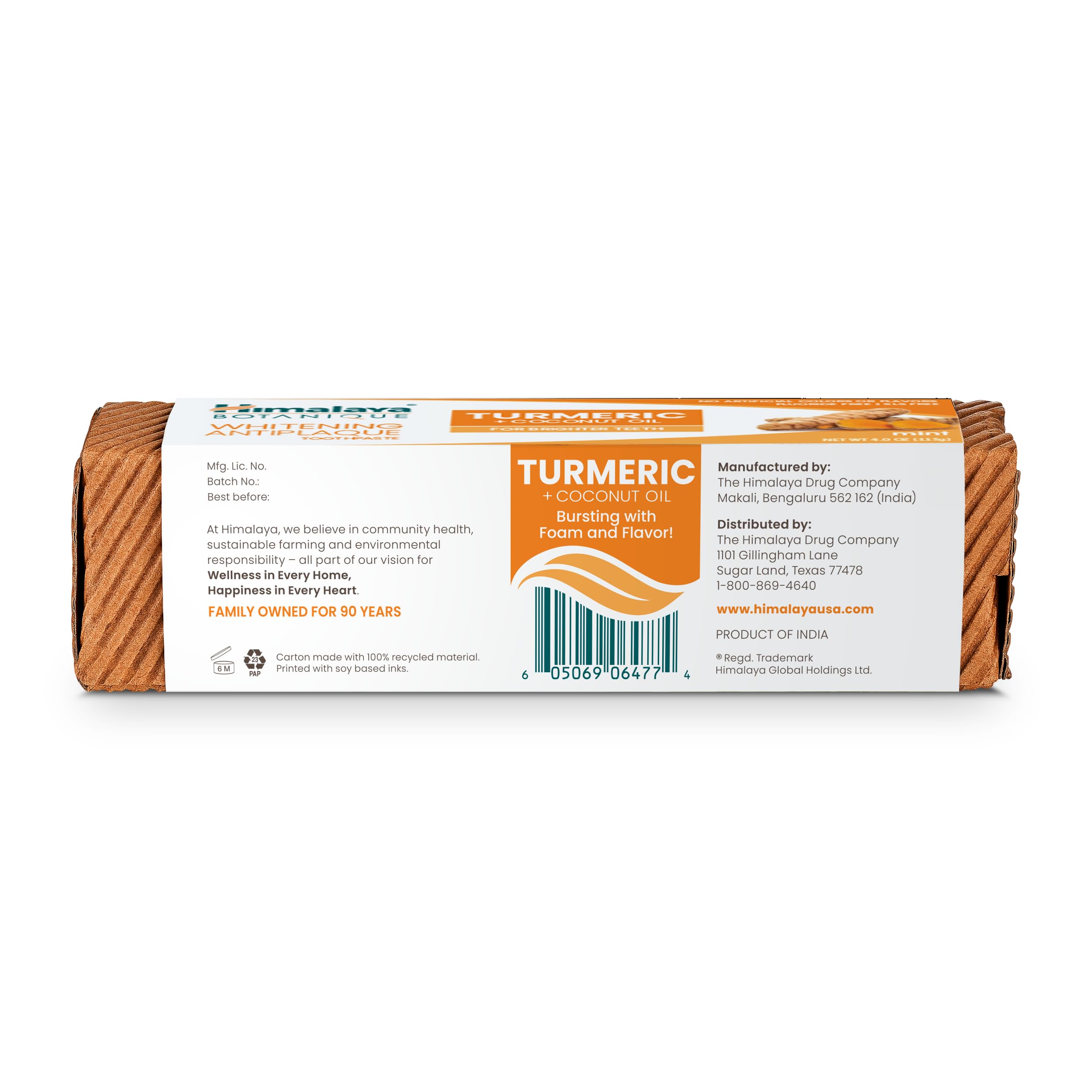 Himalaya Botanique Whitening Antiplaque Toothpaste – Mint, Turmeric & Coconut Oil – Fluoride-Free, Vegan