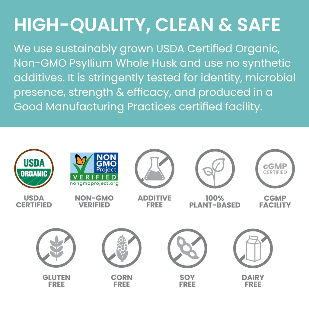 Himalaya Organic Psyllium Whole Husk - Daily Fiber, 12 oz (USDA Organic, Non-GMO)