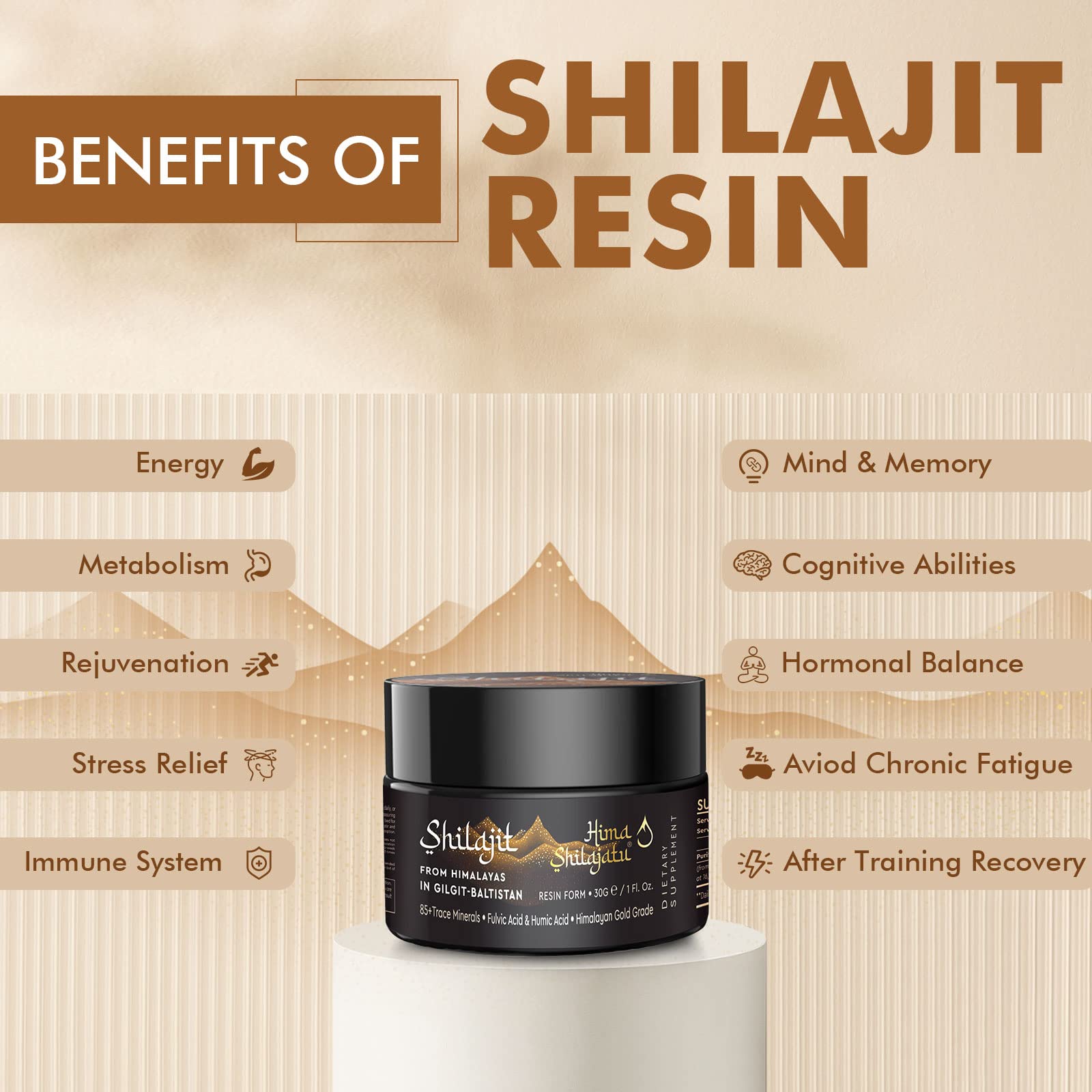 Shilajit Purest Himalayan Organic Resin – Gold Grade 100% Pure, Fulvic Acid & 85+ Minerals, 30g