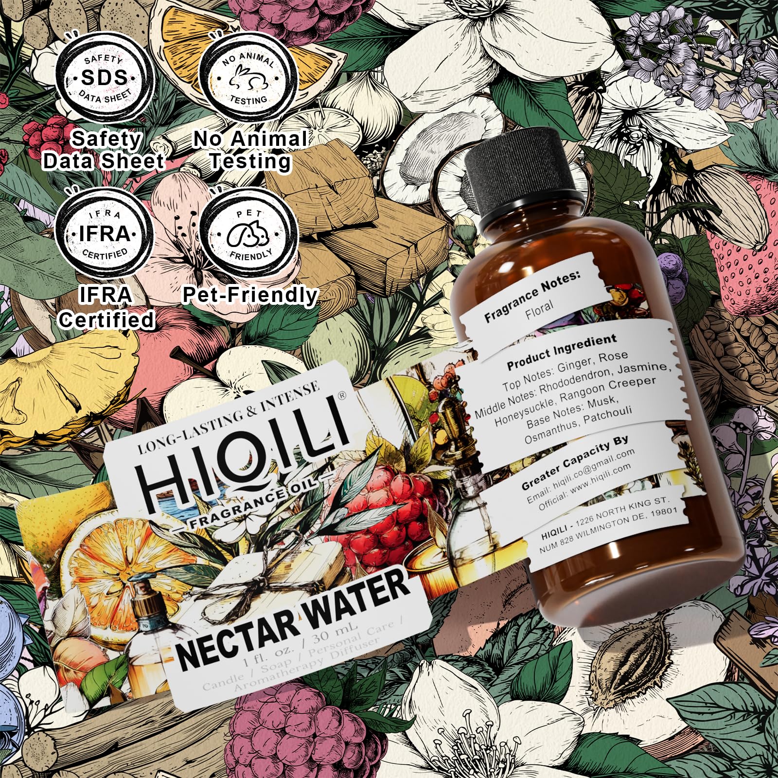 HIQILI Nectar Water Fragrance Oil – Jasmine & Osmanthus (1 fl oz)