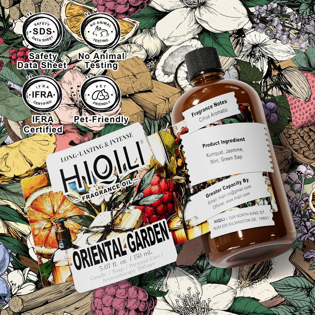 HIQILI Oriental Garden Fragrance Oil – Candle & Soap Making (5.07 Fl Oz) – Luxury Hotel Scents