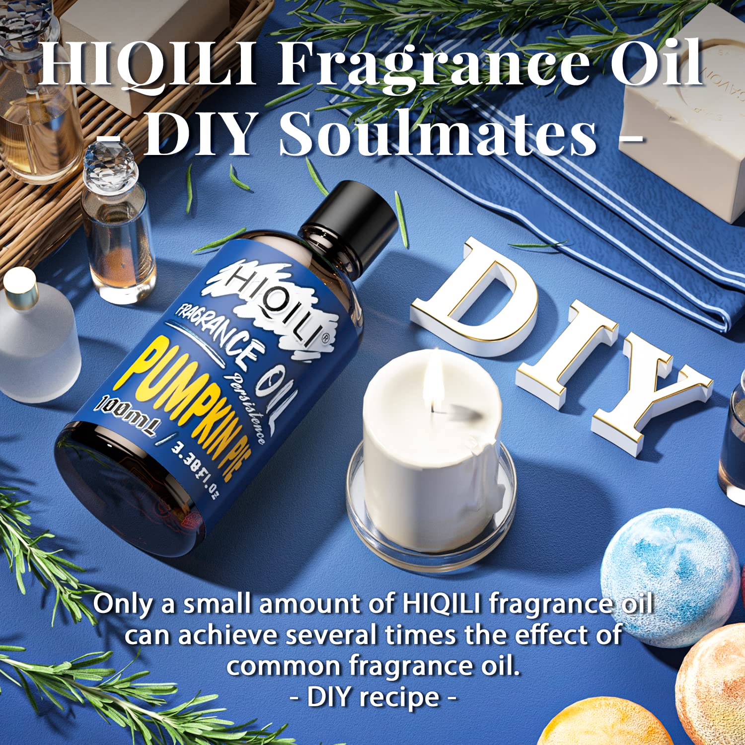 HIQILI Pumpkinpie Pure Scented Fragrance Oil for Diffuser, Candle, Soap – 3.38 Fl Oz