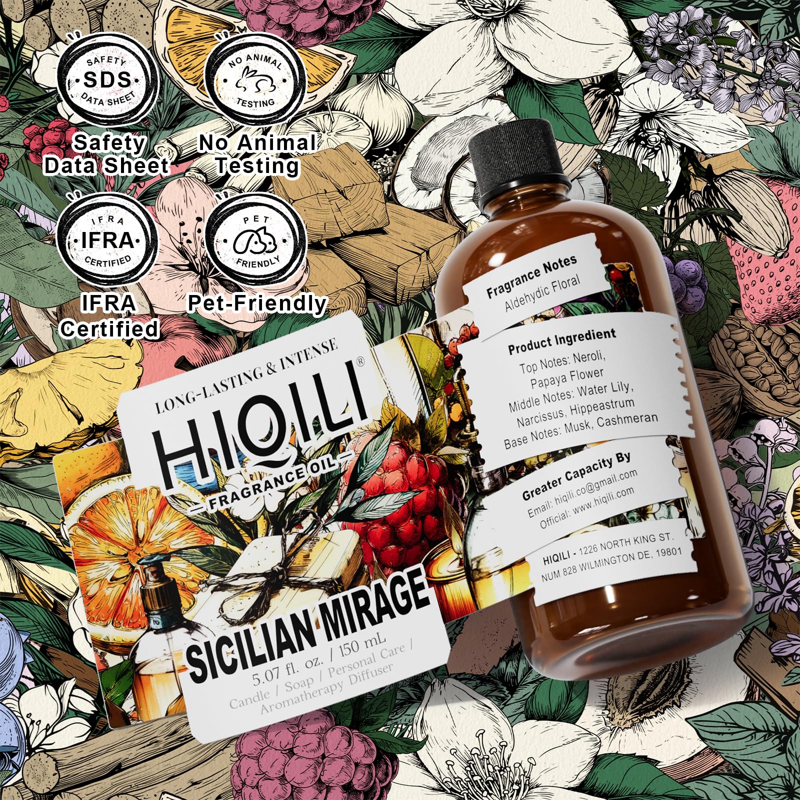HIQILI Sicilian Mirage Fragrance Oil – Inspired by D.G-bana D-olce (5.07 oz)
