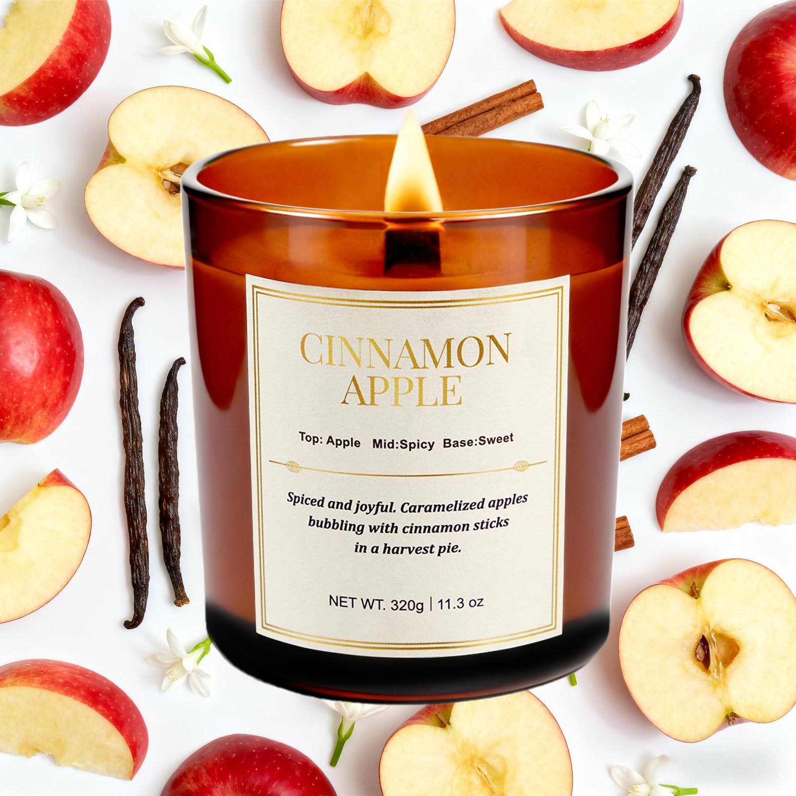 Holiday Candle Gift Set – 2-Pack Cinnamon Apple Wood Wick Soy Candles | Gift Boxes