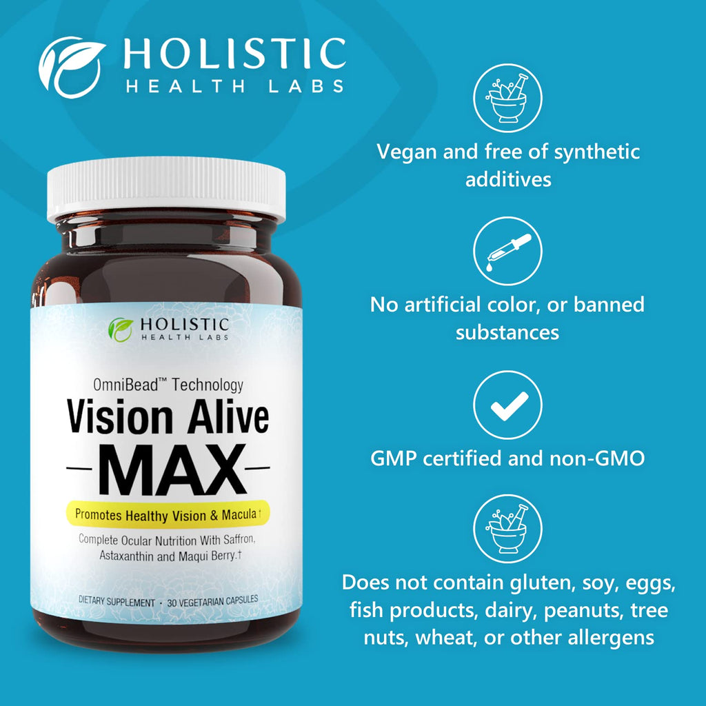 Holistic Health Labs Vision Alive Max – Eye Health Supplement with Lutemax 2020, 8 Natural Ingredients (30 Count x 2)