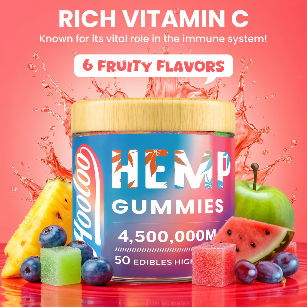 HOOLOO Hemp Gummies for Deep Bedtime Support – 2 Packs, 6 Fruity Flavors, Made in USA