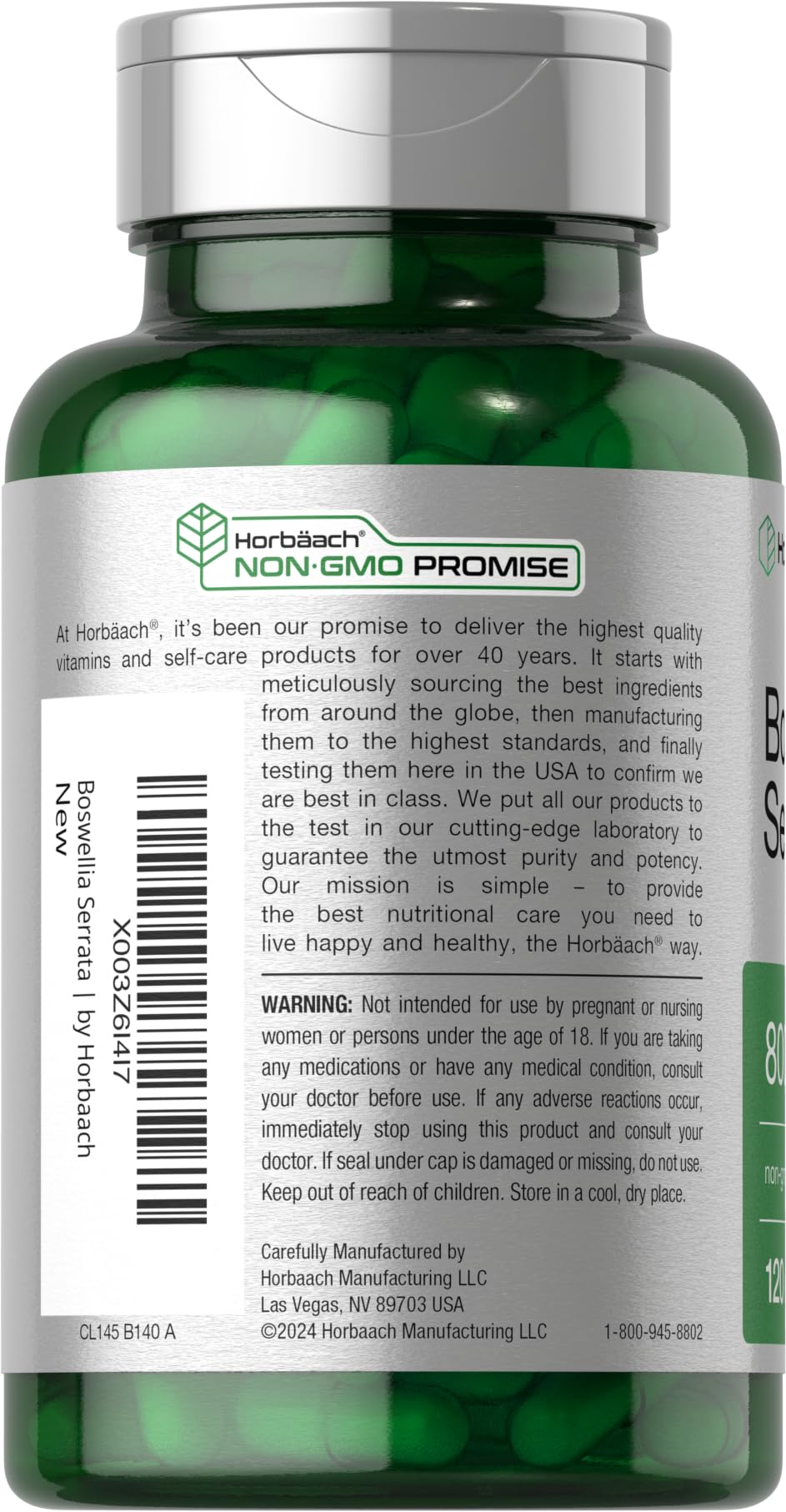 Horbaach Boswellia Serrata 800mg Capsules – 120 Count | Non-GMO, Gluten Free