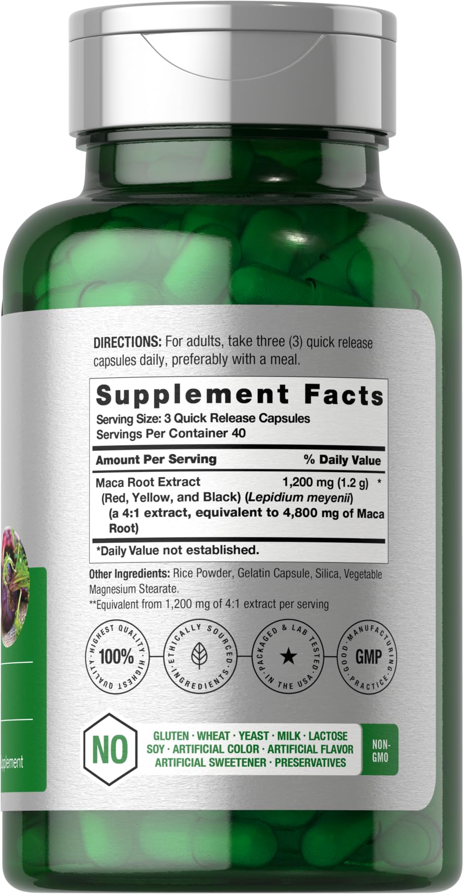 Horbäach Maca Root Capsules for Men and Women | 120 Pills | High Potency Extract | Non-GMO & Gluten Free