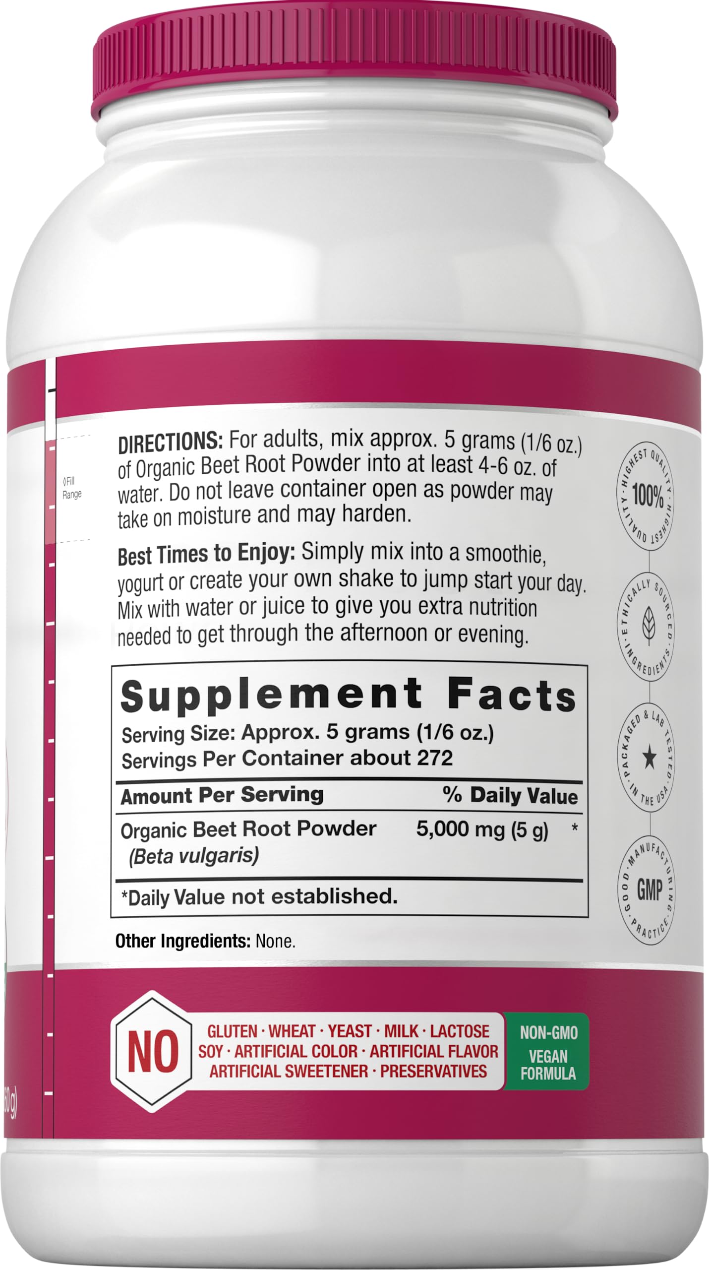 Horbäach Organic Beet Root Powder | 3lb Bulk Supplement | Raw Superfood | Vegan, Non-GMO, and Gluten Free Formula