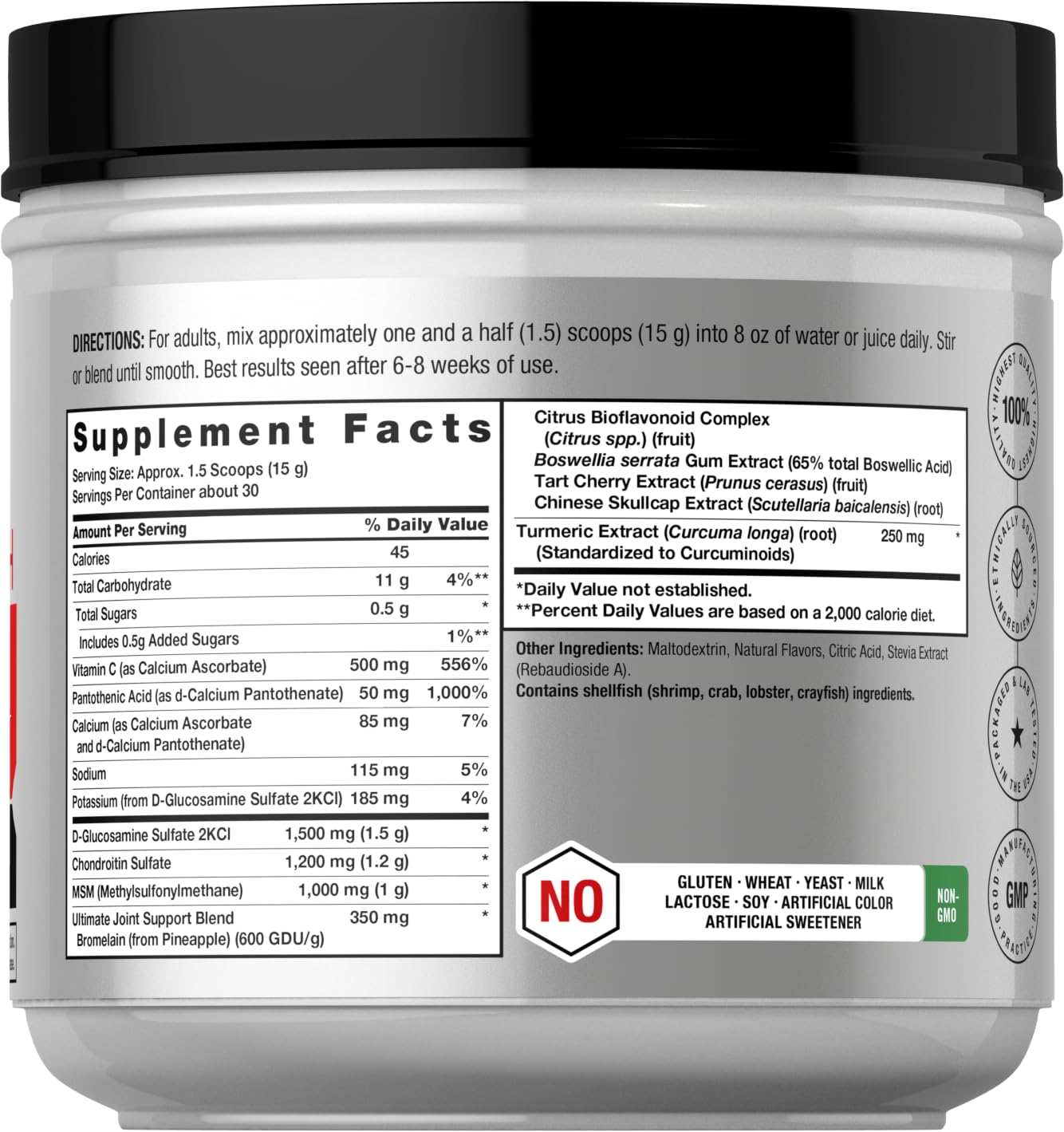 Horbäach Ultimate Joint Support Powder 1 lb – Glucosamine, Chondroitin, MSM & Turmeric | Non-GMO, Gluten Free