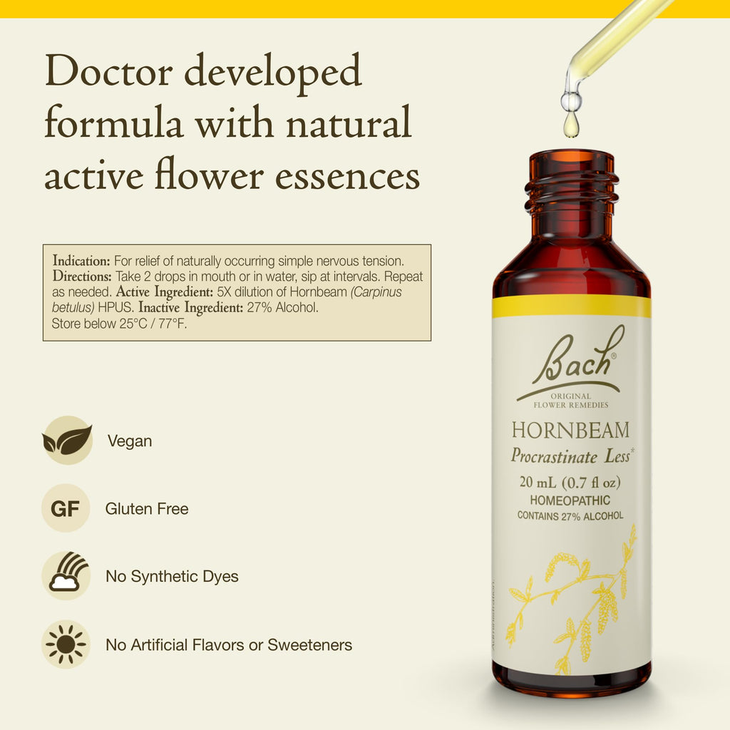 Bach Hornbeam Flower Remedy – Procrastinate Less | Natural Homeopathic Essence