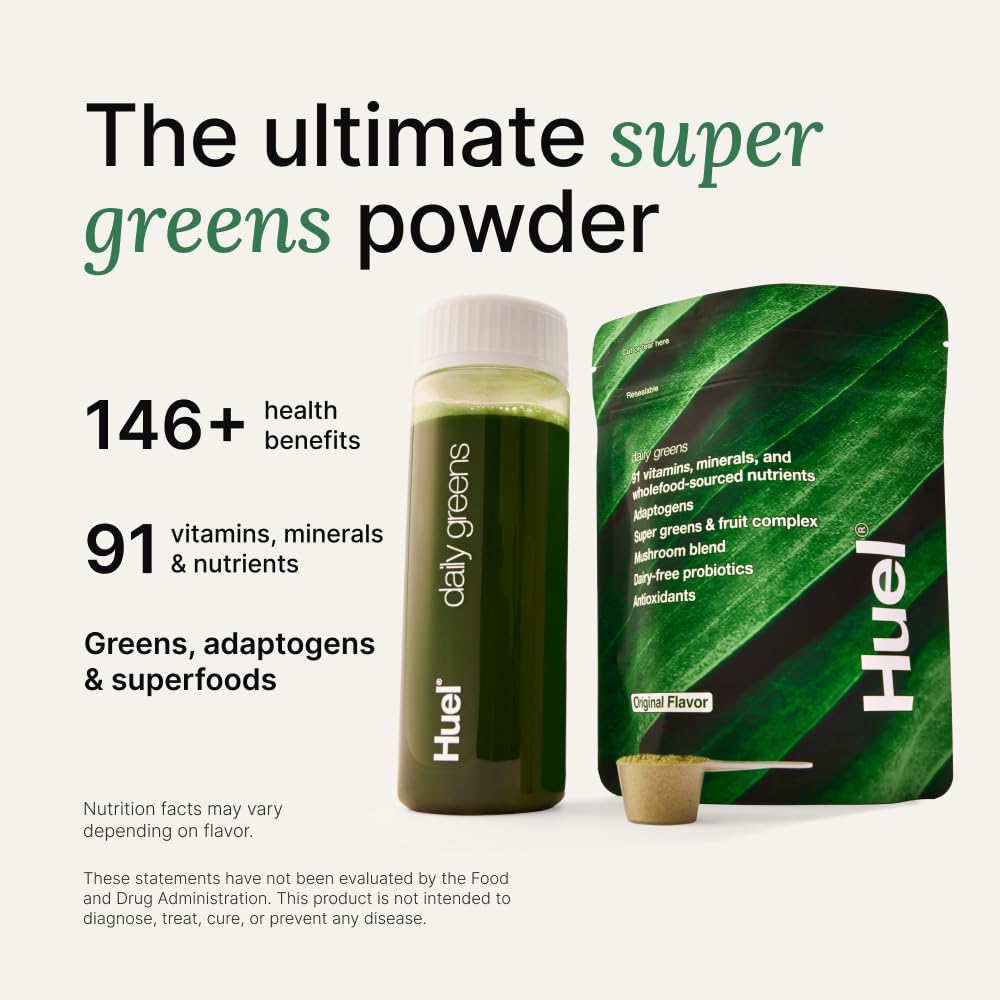 Huel Daily Greens Watermelon | 91 Vitamins & Probiotics | 30 Servings