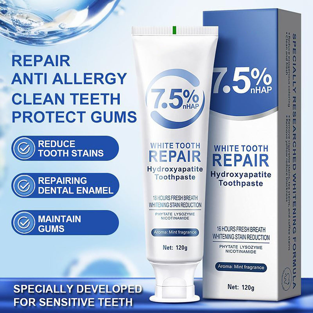 Hydroxyapatite Toothpaste 7.5% - Fluoride-Free Enamel Protection (4.23oz, 2pcs) | Mild Mint