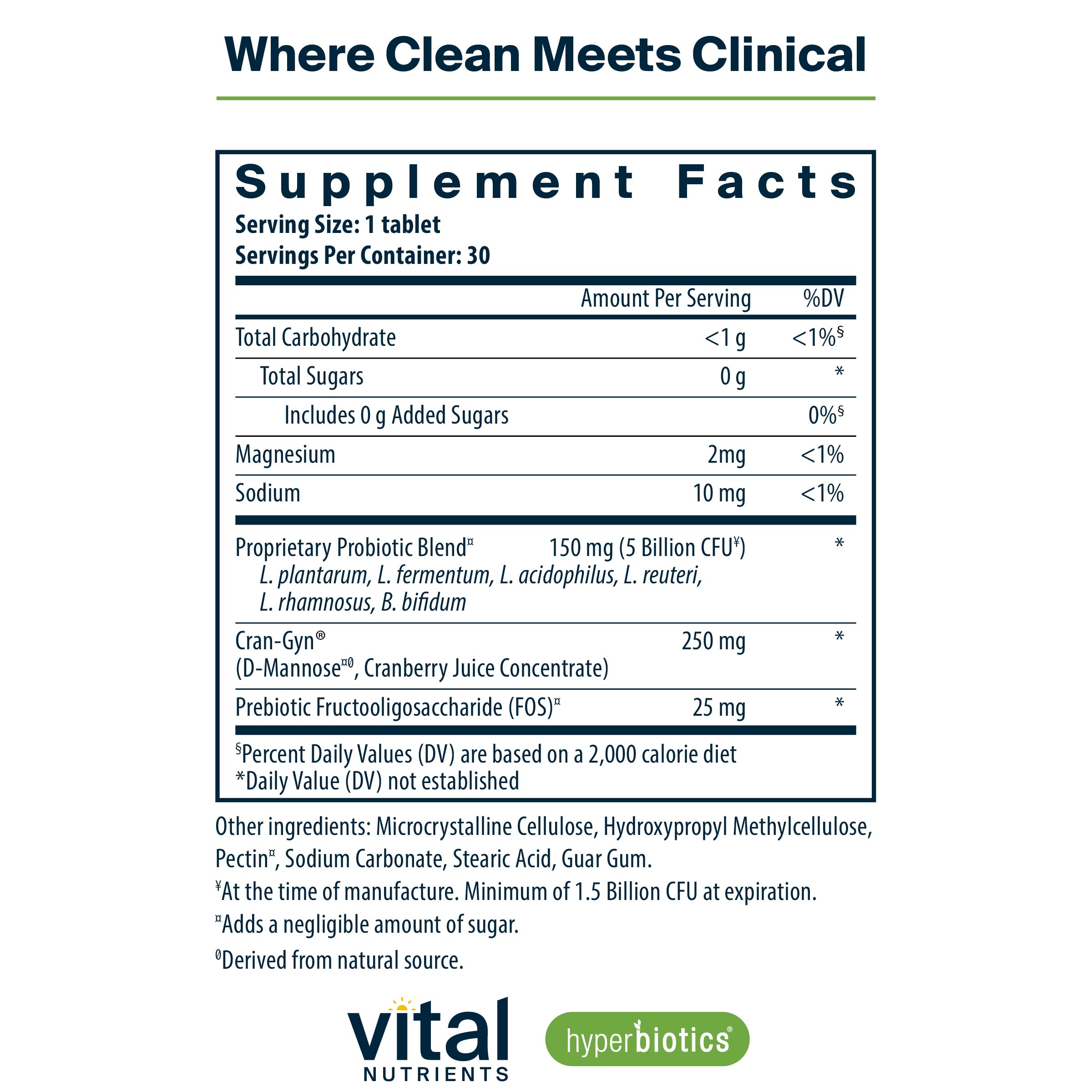 Hyperbiotics Vital Nutrients Pro Women Probiotics – Vaginal & Urinary Health | 6 Strains | 30 Vegan Tablets