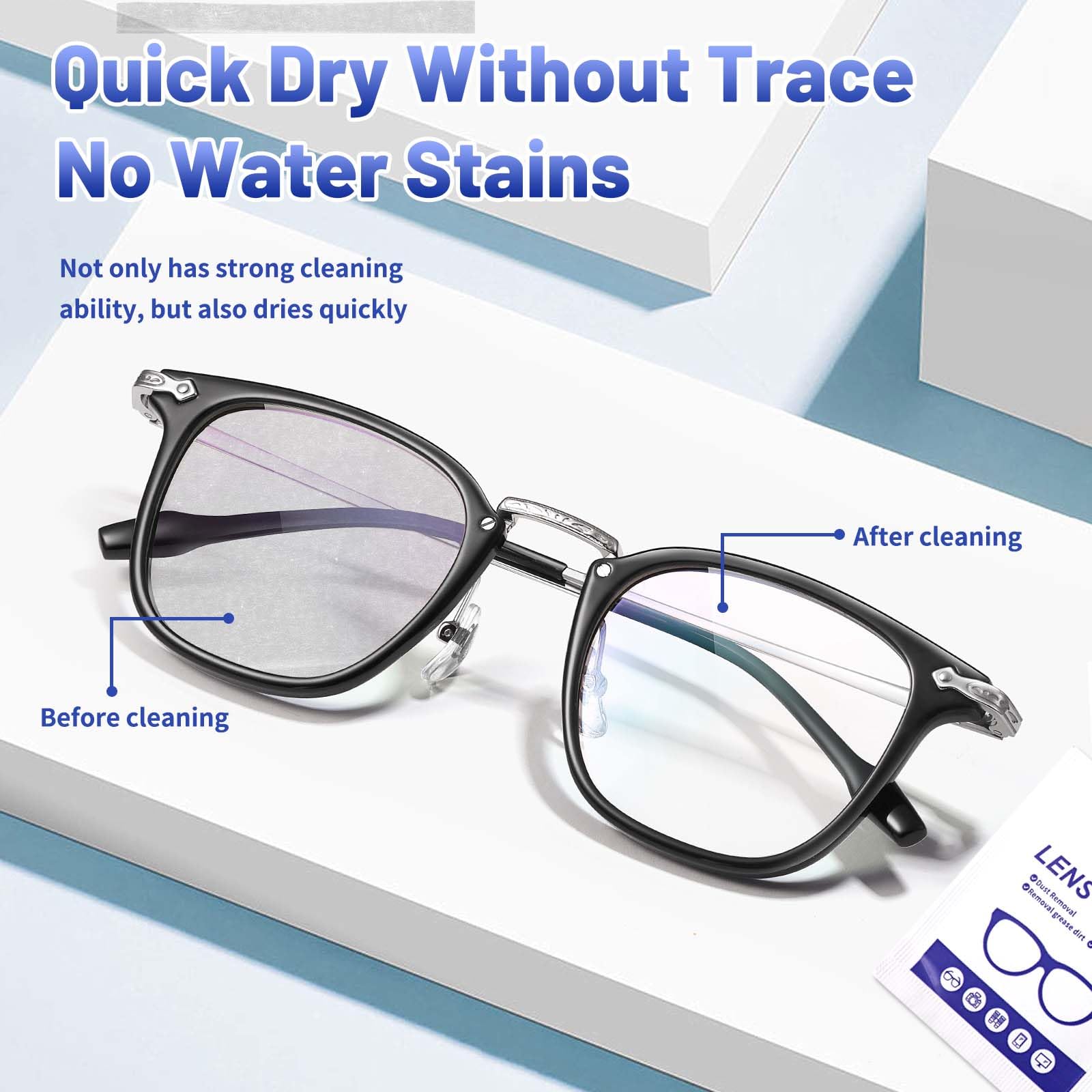 Icepac Lens Wipes for Eyeglasses - 500 Individual Packets | Glasses & Lens Cleaning
