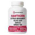 Immortal Herbs Hawthorn Berry Capsules – 6-in-1 Extract with Olive Leaf, Bergamot, Garlic, Green Tea & Black Pepper | 150 Vegan Pills | Non-GMO & Gluten-Free