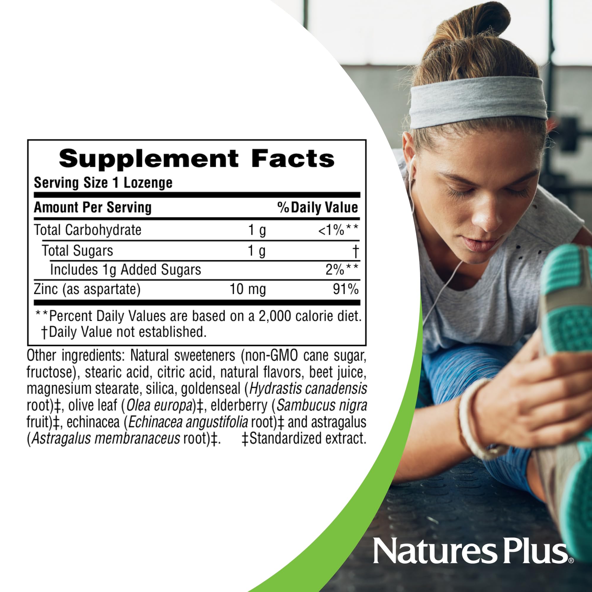 NaturesPlus ImmunActin Zinc Lozenges – Wild Cherry, 60 Vegan Lozenges | Immune Support