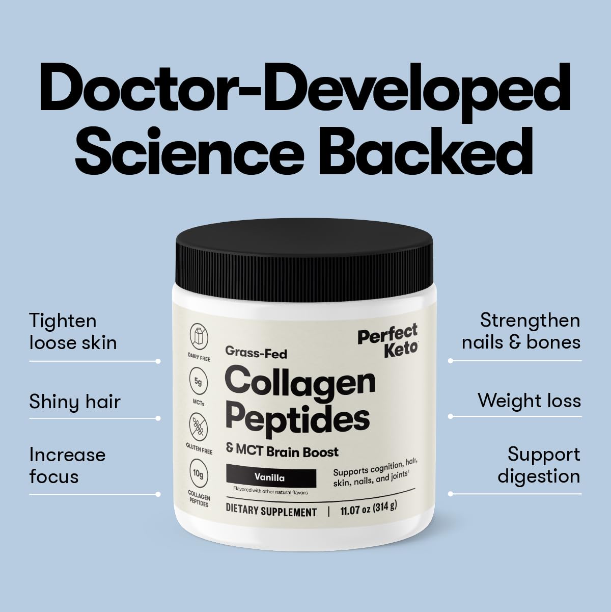 Perfect Keto Collagen Peptides with MCT Oil – Salted Caramel, Low Carb & Gluten Free