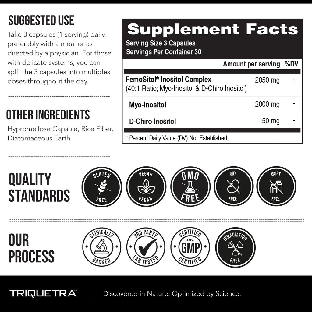 Inositol Supplement | Myo-Inositol & D-Chiro Inositol 40:1 Ratio | Hormonal Balance & Ovarian Health | 90 Capsules (30 Servings) | Clinically Validated