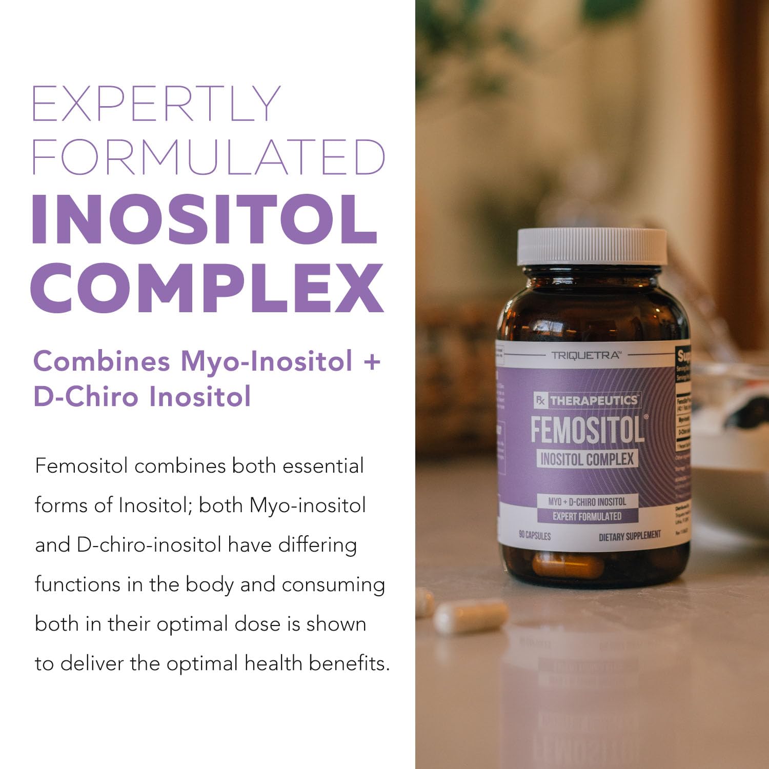 Inositol Supplement | Myo-Inositol & D-Chiro Inositol 40:1 Ratio | Hormonal Balance & Ovarian Health | 90 Capsules (30 Servings) | Clinically Validated