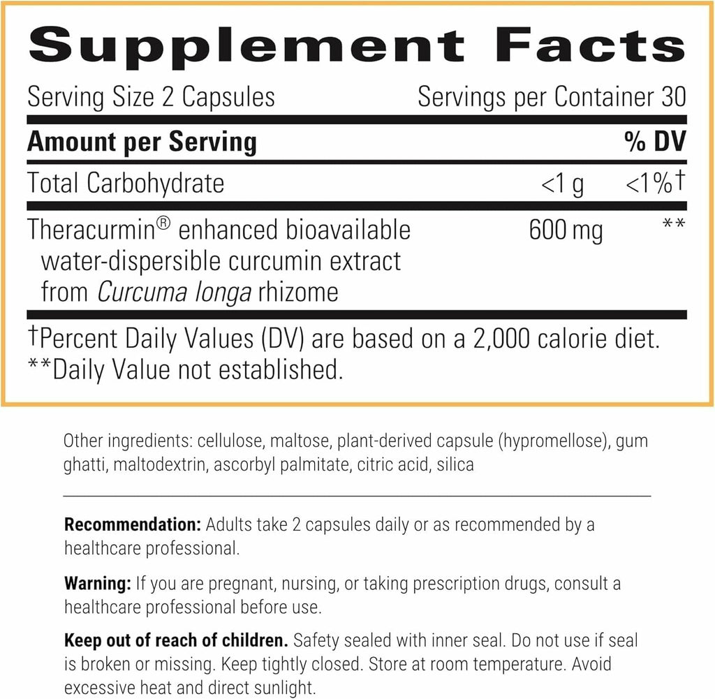 Integrative Therapeutics Theracurmin HP – Heart & Joint Health & Muscle Recovery Support (120 Capsules, 60 Servings)