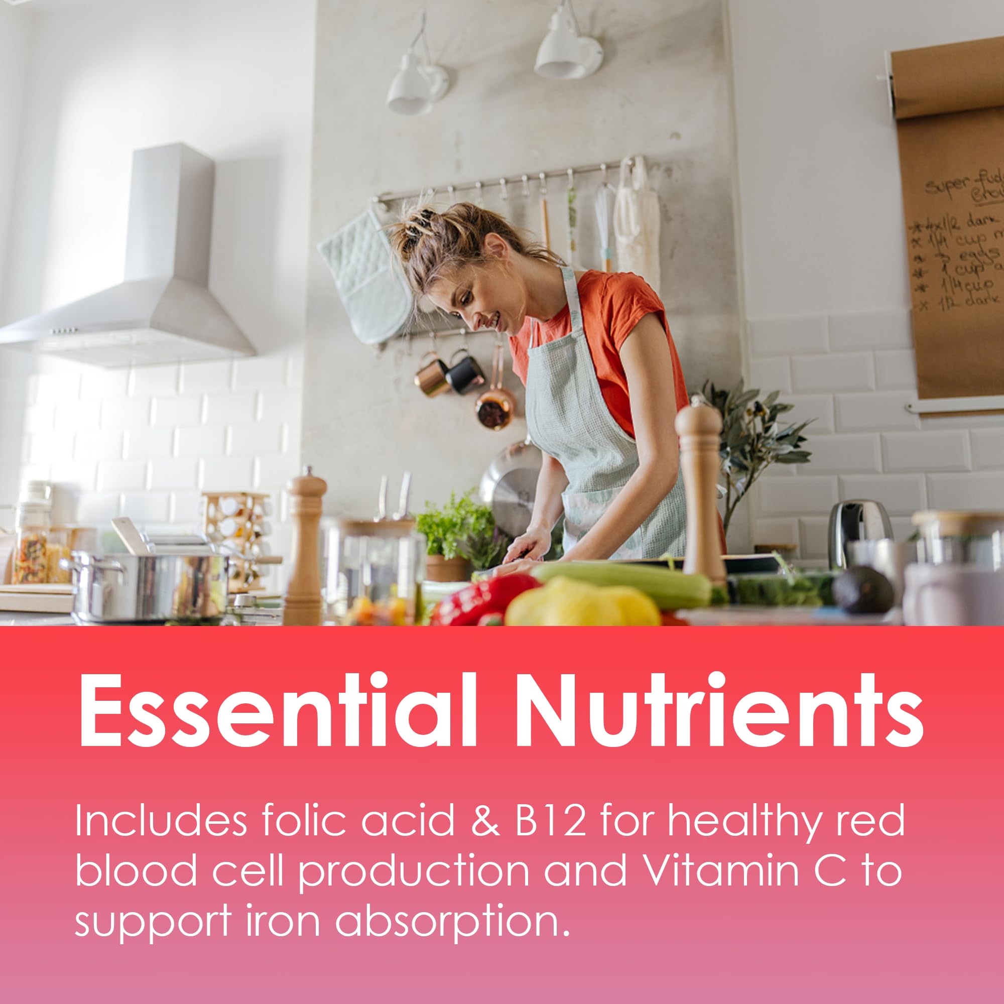 Iron Gummies for Women 25mg + Vitamin C — Beet Root, B12, Folate, 60 Count