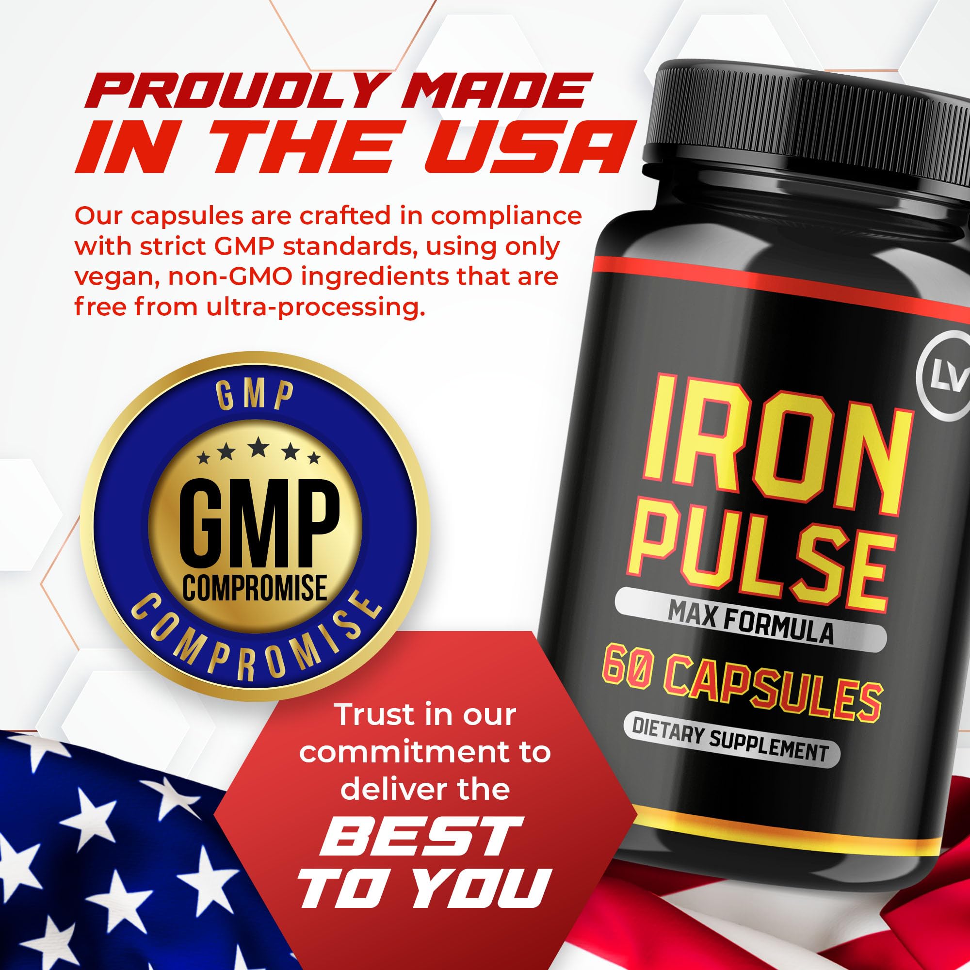 (2 Pack) IronPulse Capsules – Max Formula & Support Pills | 120 Capsules