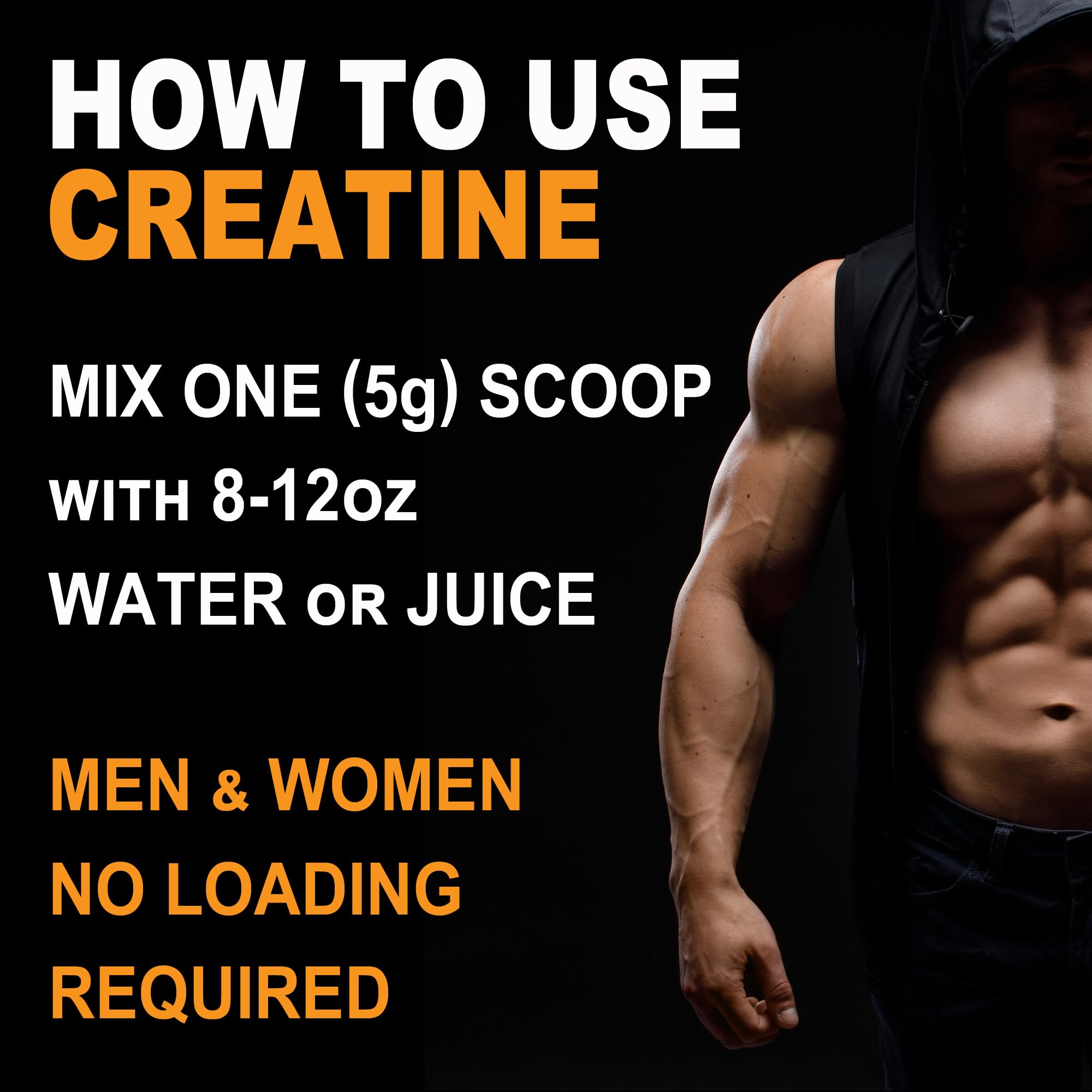 It's Just! Creatine Monohydrate Powder – Unflavored, Made in USA, 200g / 40 Servings
