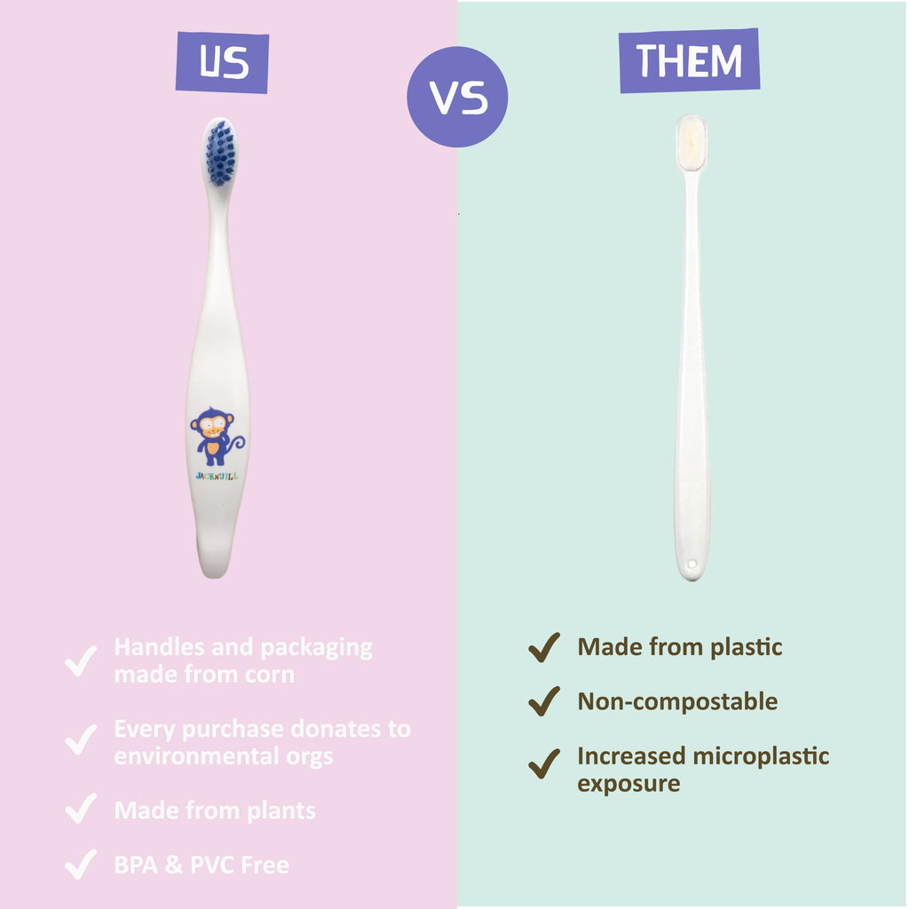 Jack N' Jill Baby & Toddler Toothbrushes - 4 Pack, 12 Months+ | Soft, Non-Toxic Cornhusk Handle