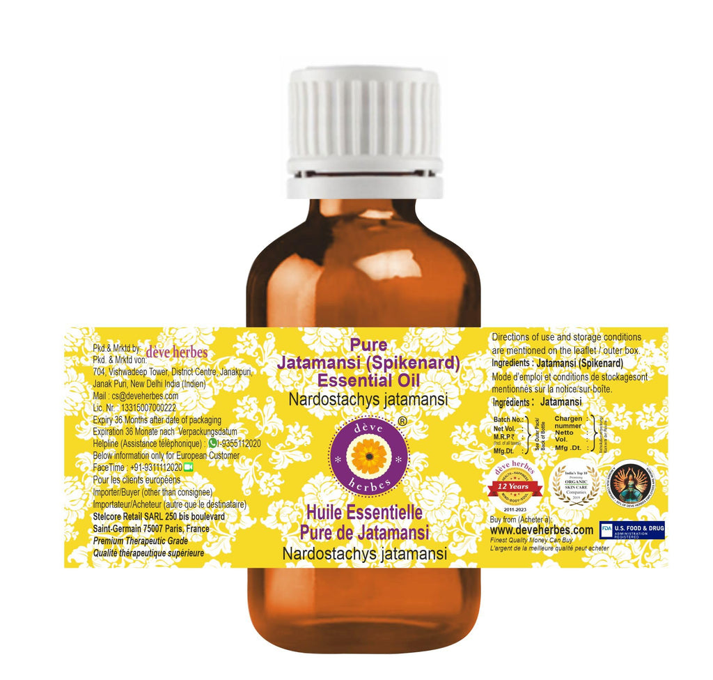 dève herbes Jatamansi (Spikenard) Essential Oil 5ml | Pure, Steam Distilled, Lightweight
