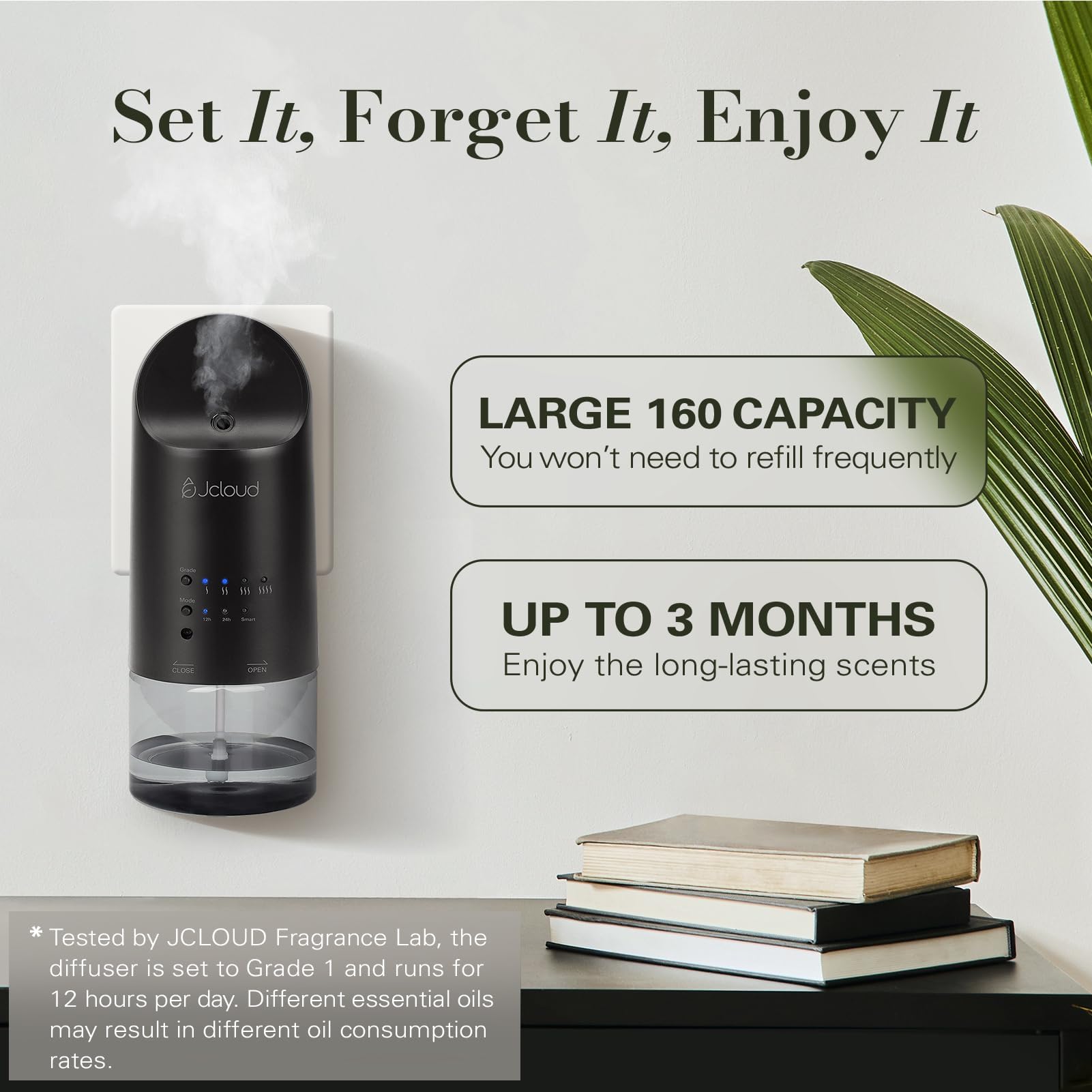 JCLOUD 2025 Plug-in Diffuser – Black Wall Diffuser with Royal Serenity Oil (160ML) – 500 Sq Ft Coverage