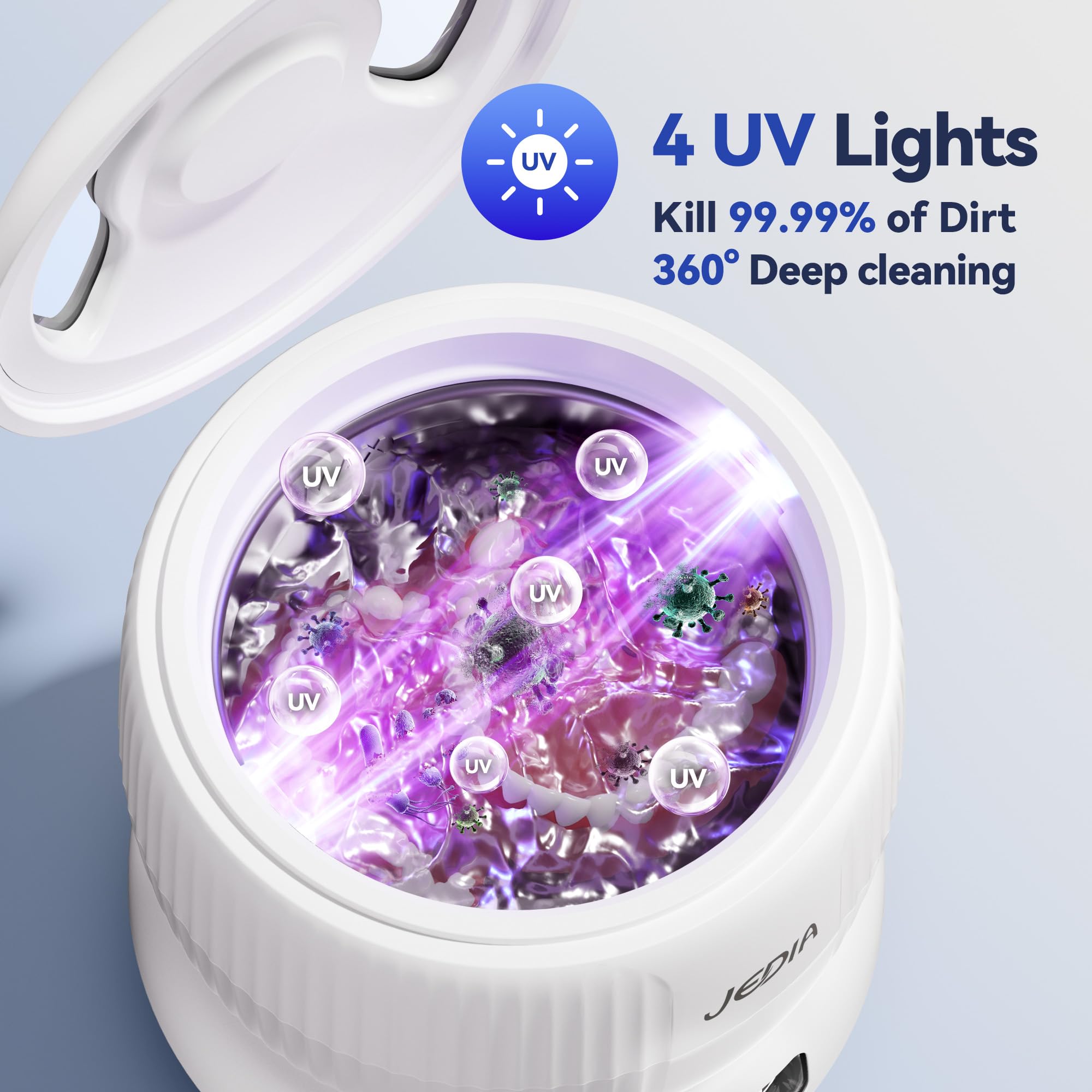 JEDIA 2025 Ultrasonic Retainer Cleaner – 45kHz, 4 Modes, 180ml