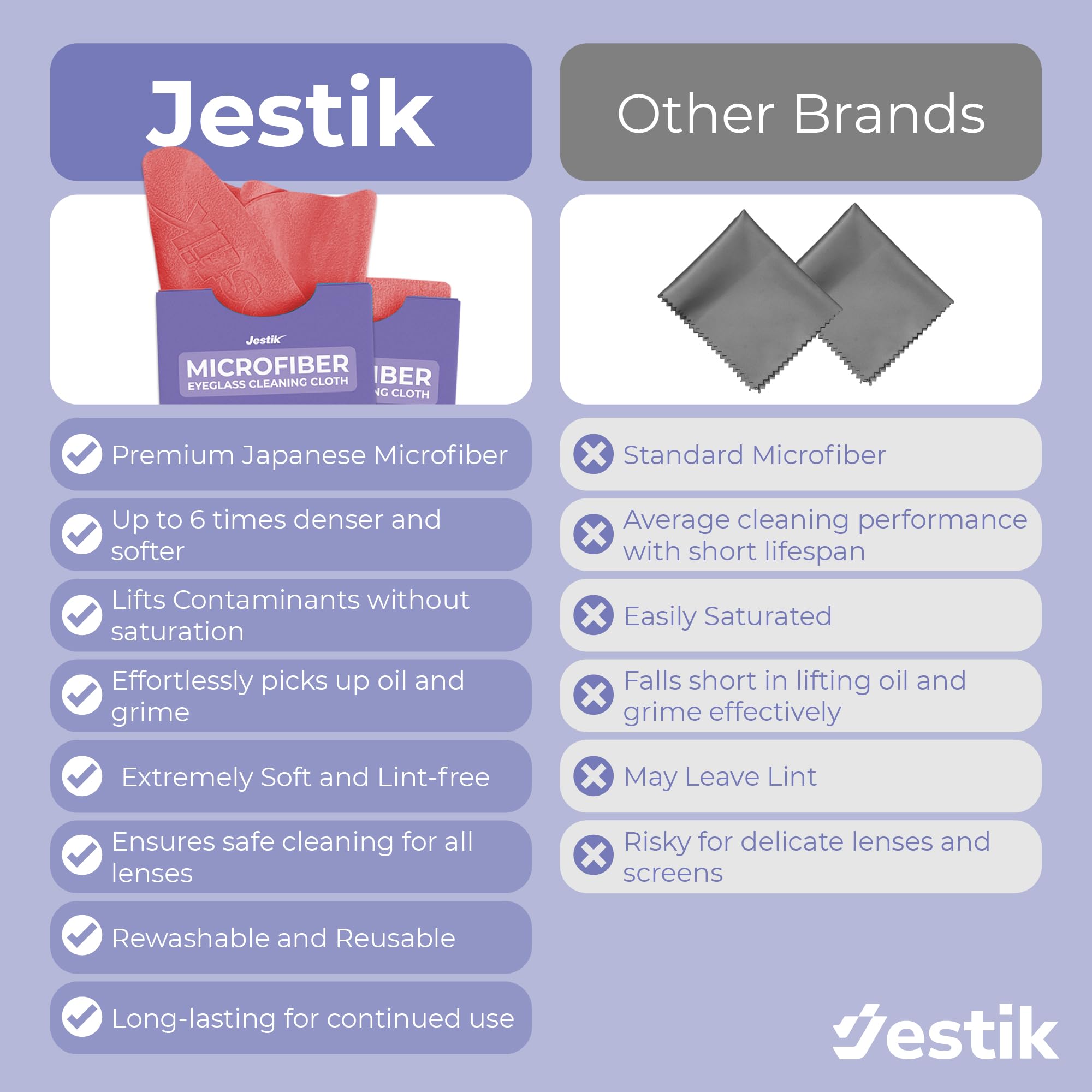 Jestik Microfiber Cleaning Cloths – 6-Pack Lens & Screen Wipes (Black/Crimson)