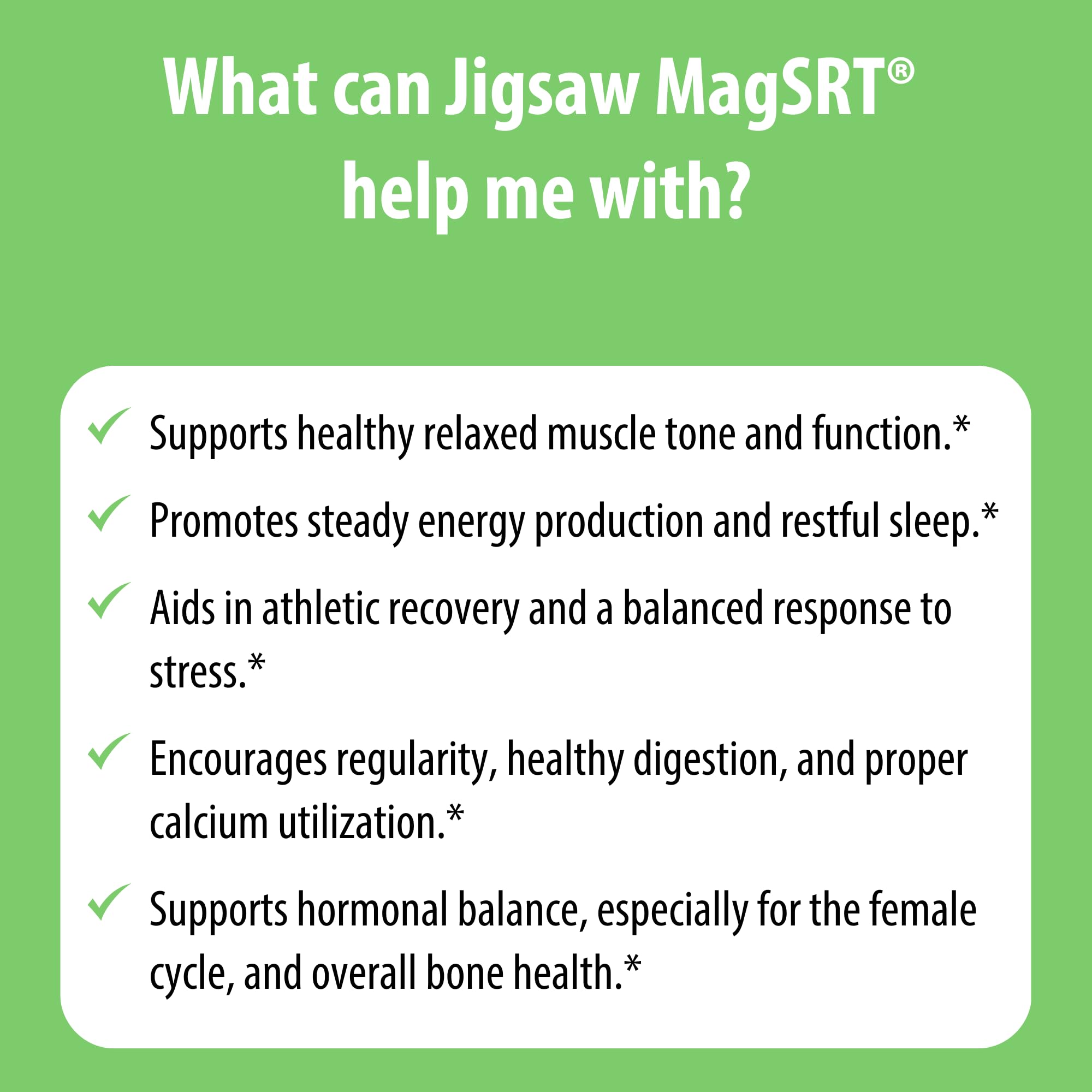 Jigsaw Health MagSRT Magnesium + B6, Folate & B12 | Timed-Release Mineral Supplement | 240 Tablets | 60 Servings