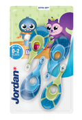 Jordan* Step 1 Baby Toothbrush – 0-2 Years | Soft Bristles | BPA Free | Green and Blue | 4 Pack