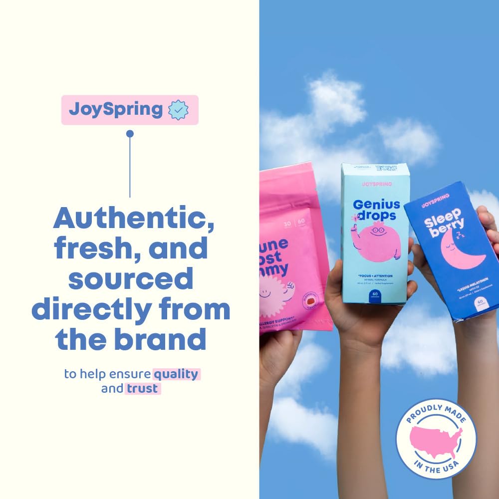 JoySpring Genius Drops Smartberry Vanilla – Kids Focus Liquid 1 fl oz